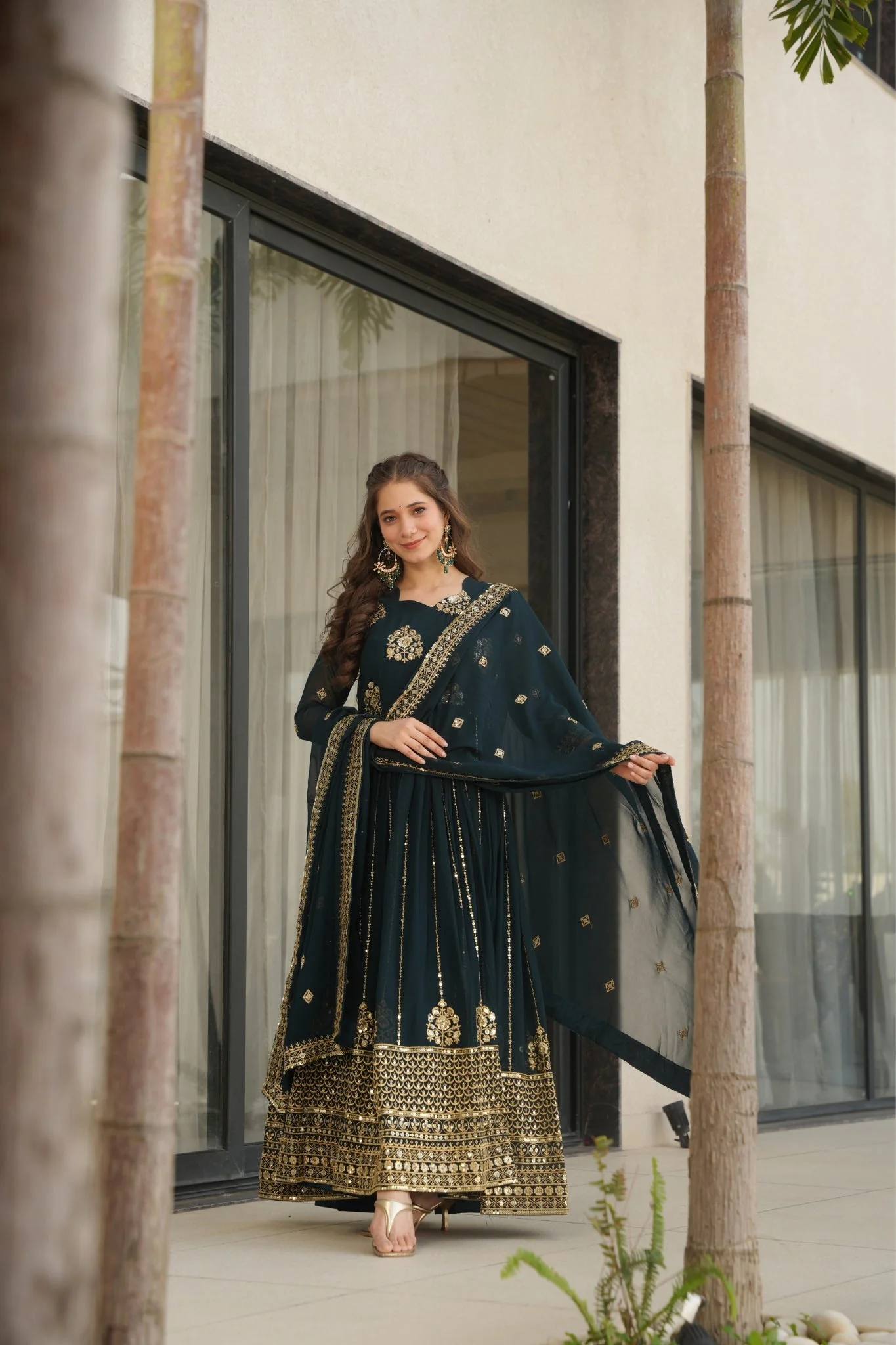 Elegance Rich Sequins Embroidered Work Designer Wedding Gown - Image 19