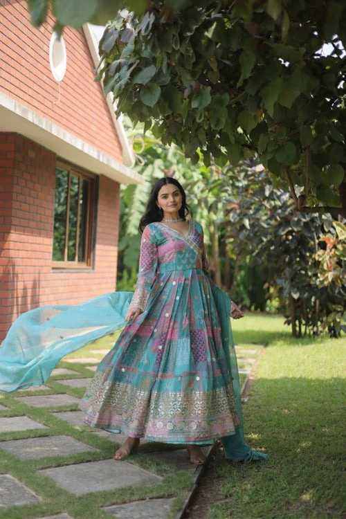 Elegant beauty perfect designer readymade gown with dupatta collections - Image 20