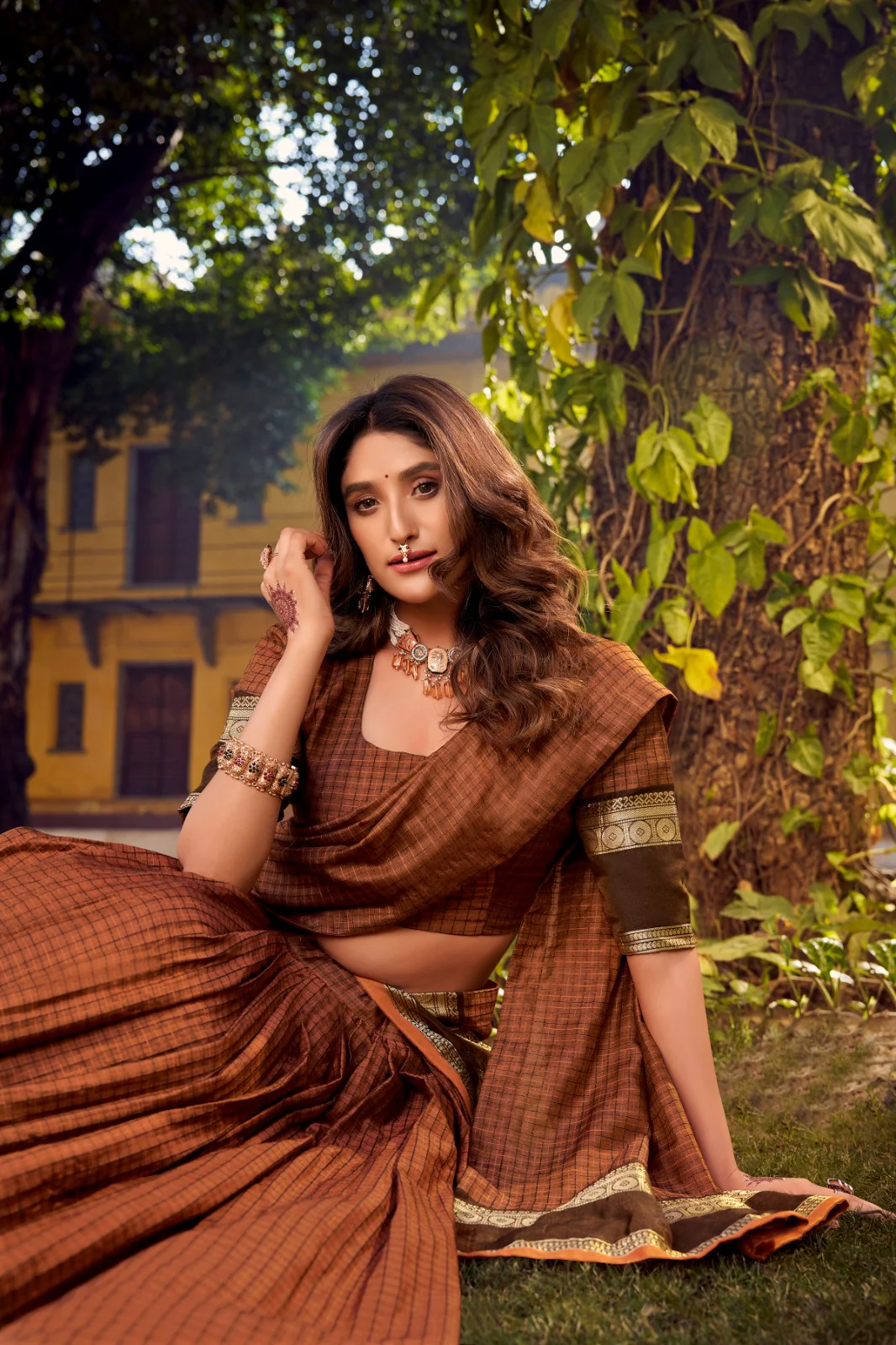 Elegant Chettinad Cotton With Zari Detailing Lehenga Set with Dupatta - Image 3