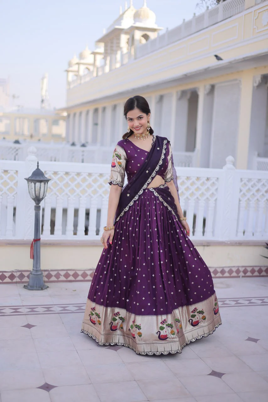 Elegant Dola Silk Meena Work Lehenga Choli Set With Dupatta - Image 2