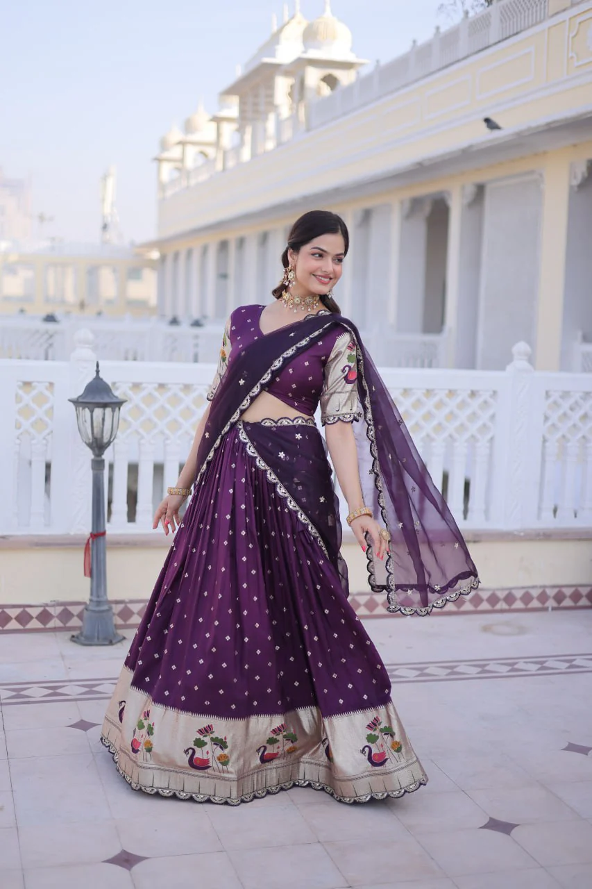 Elegant Dola Silk Meena Work Lehenga Choli Set With Dupatta - Image 3