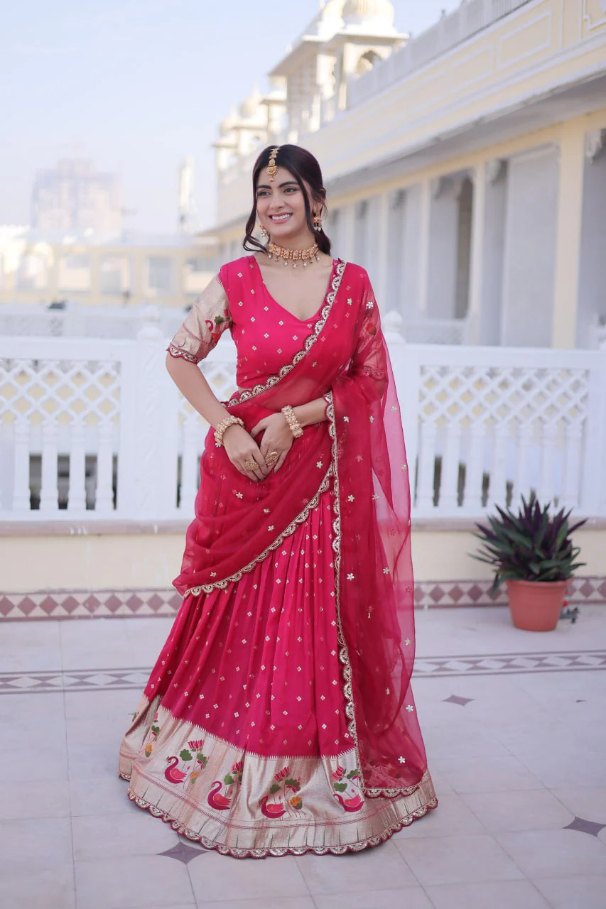 Elegant Dola Silk Meena Work Lehenga Choli Set With Dupatta - Image 6