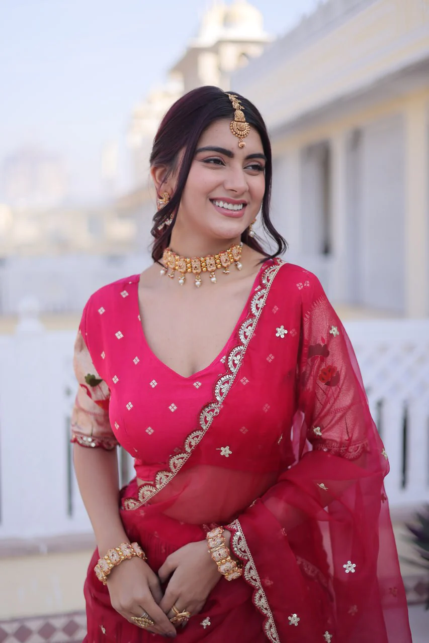 Elegant Dola Silk Meena Work Lehenga Choli Set With Dupatta - Image 9