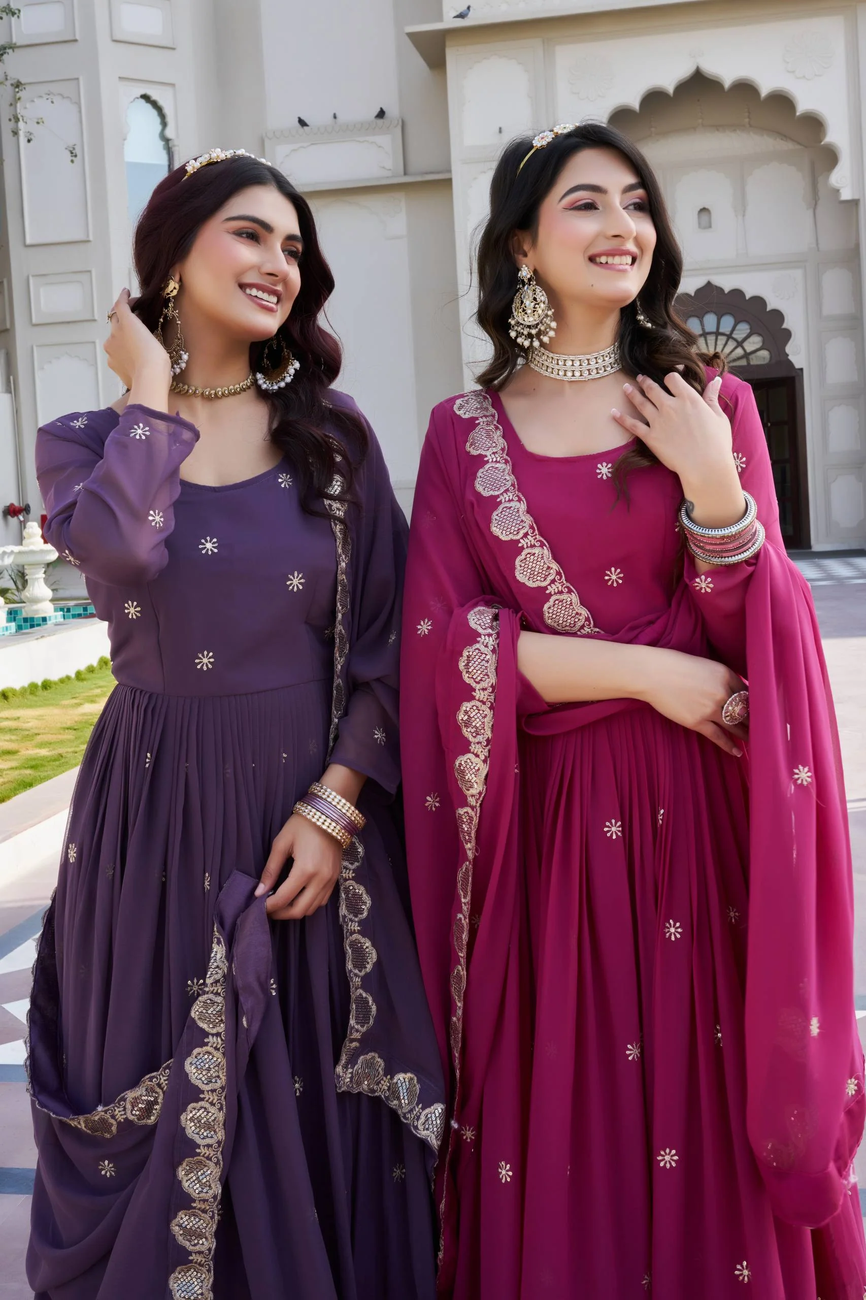 Elegant Fox Georgette Embroidered Gown with Matching Dupatta - Image 8