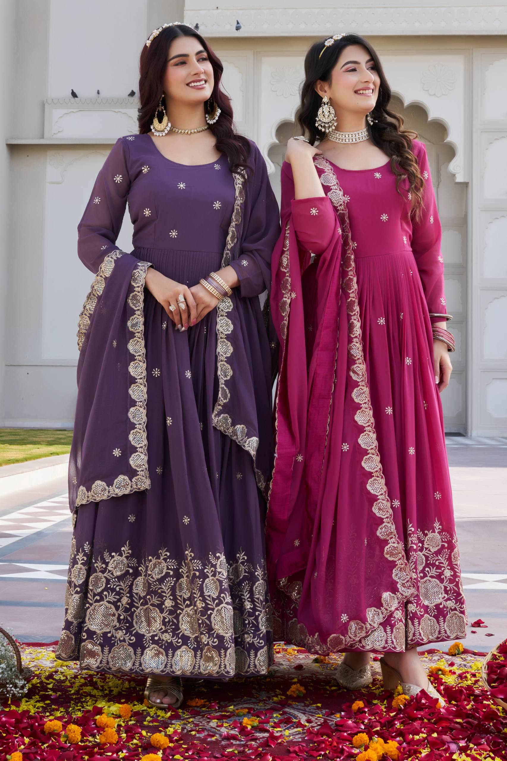Elegant Fox Georgette Embroidered Gown with Matching Dupatta - Image 9