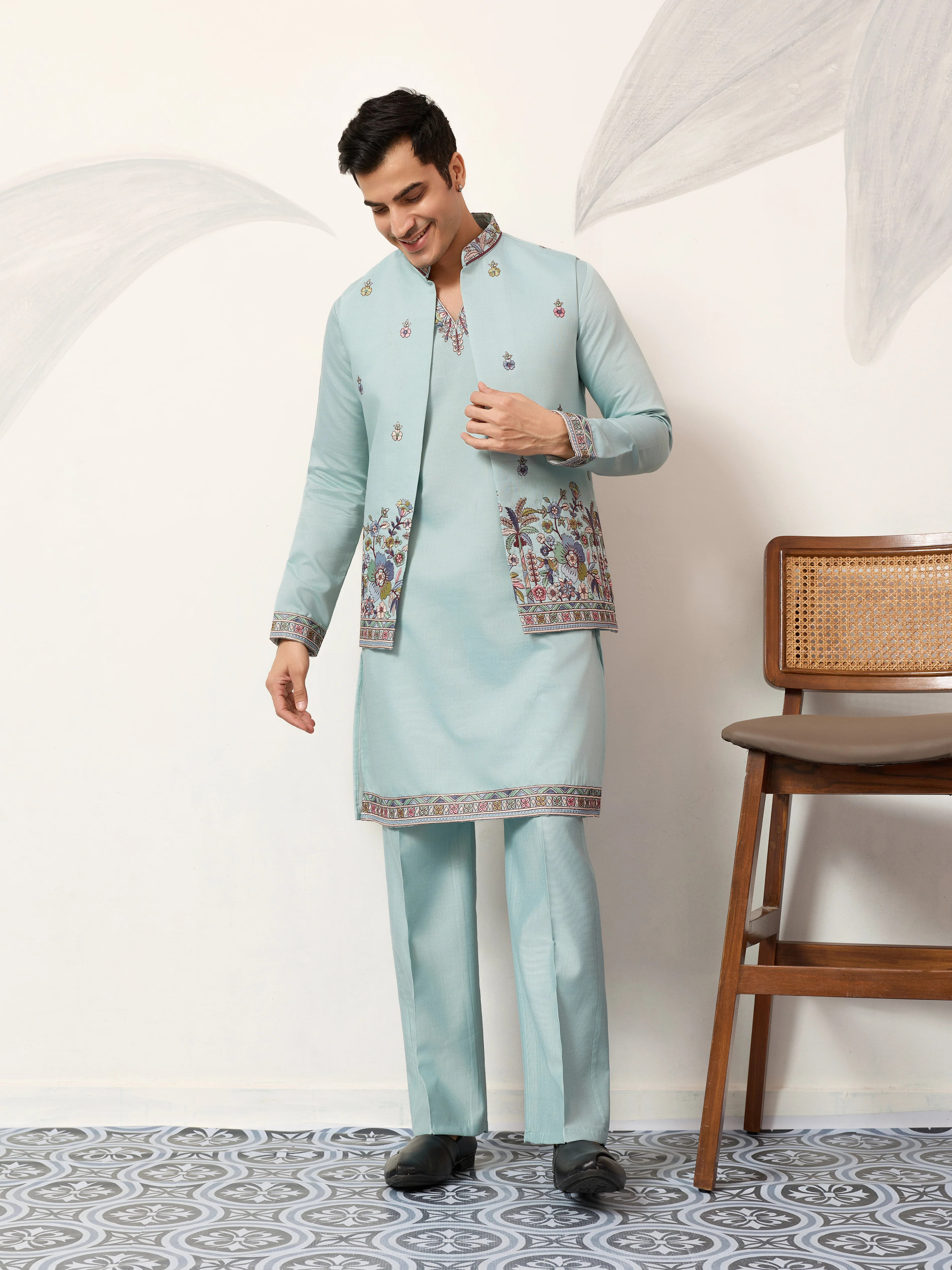 Elegant Groom Pista Koti Kurta Pant for Wedding Special - Image 4