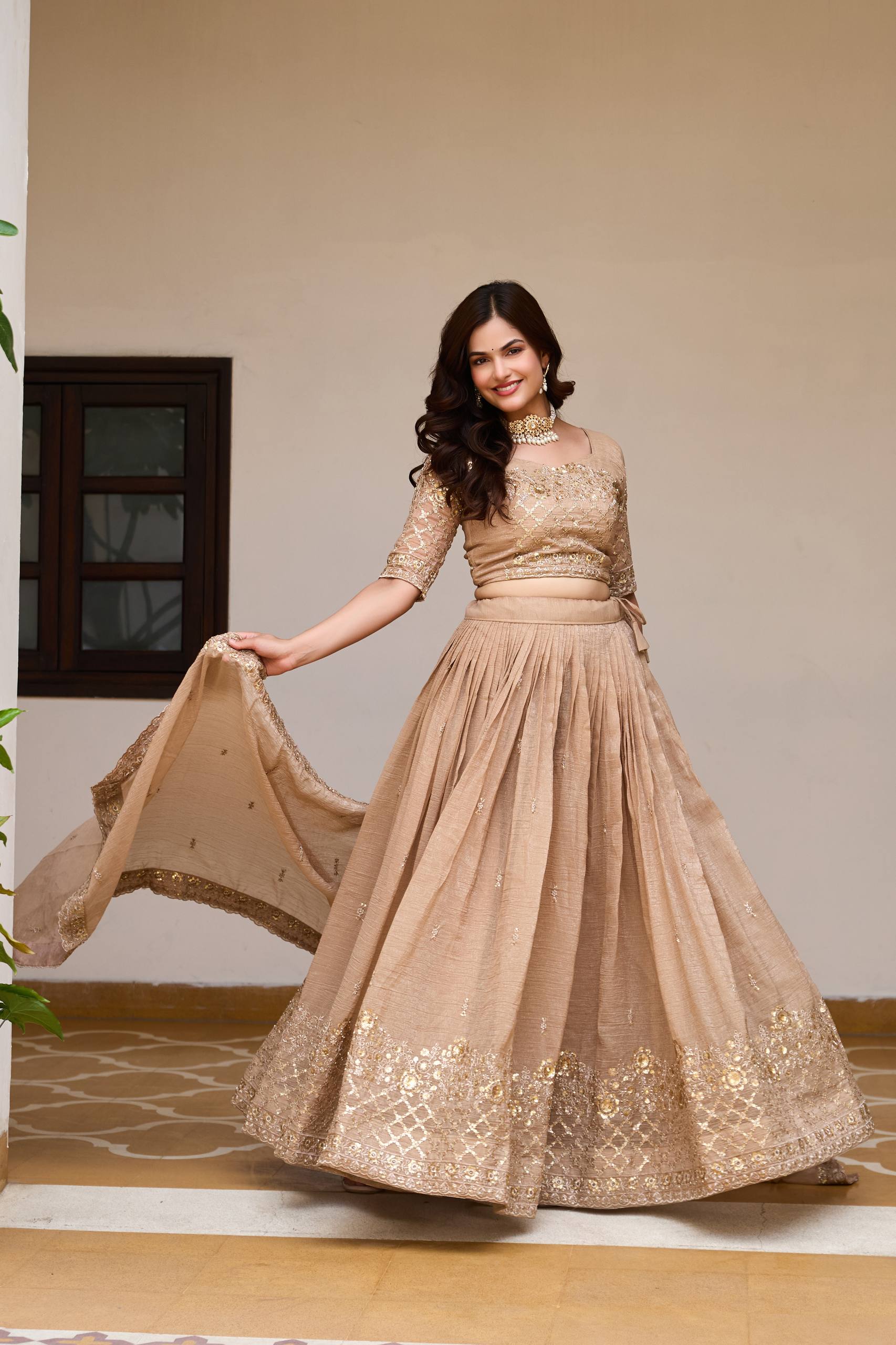Elegant Pure Crunchy Embroidered Lehenga Choli for Festive Wear - Image 10