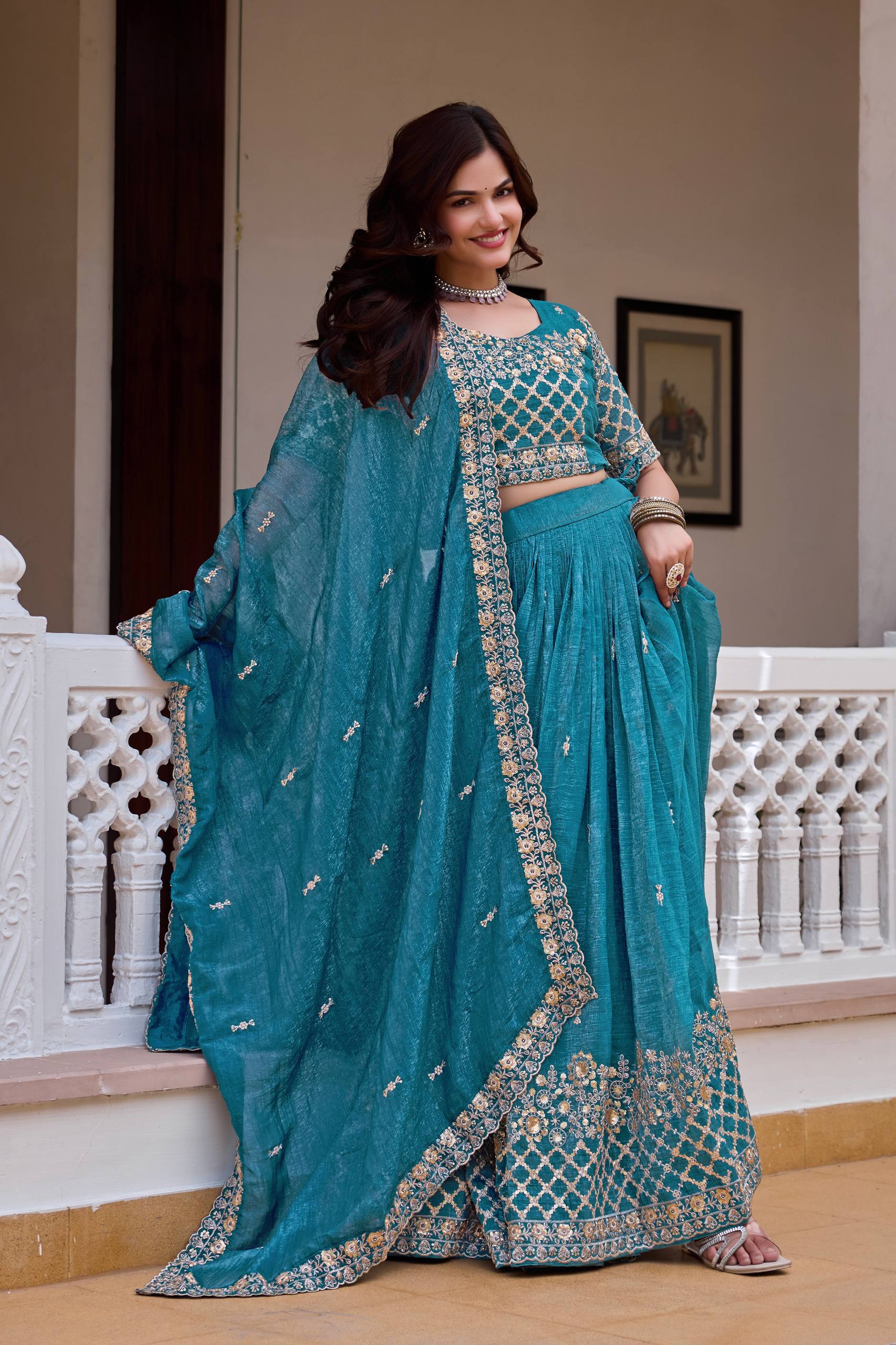 Elegant Pure Crunchy Embroidered Lehenga Choli for Festive Wear - Image 2