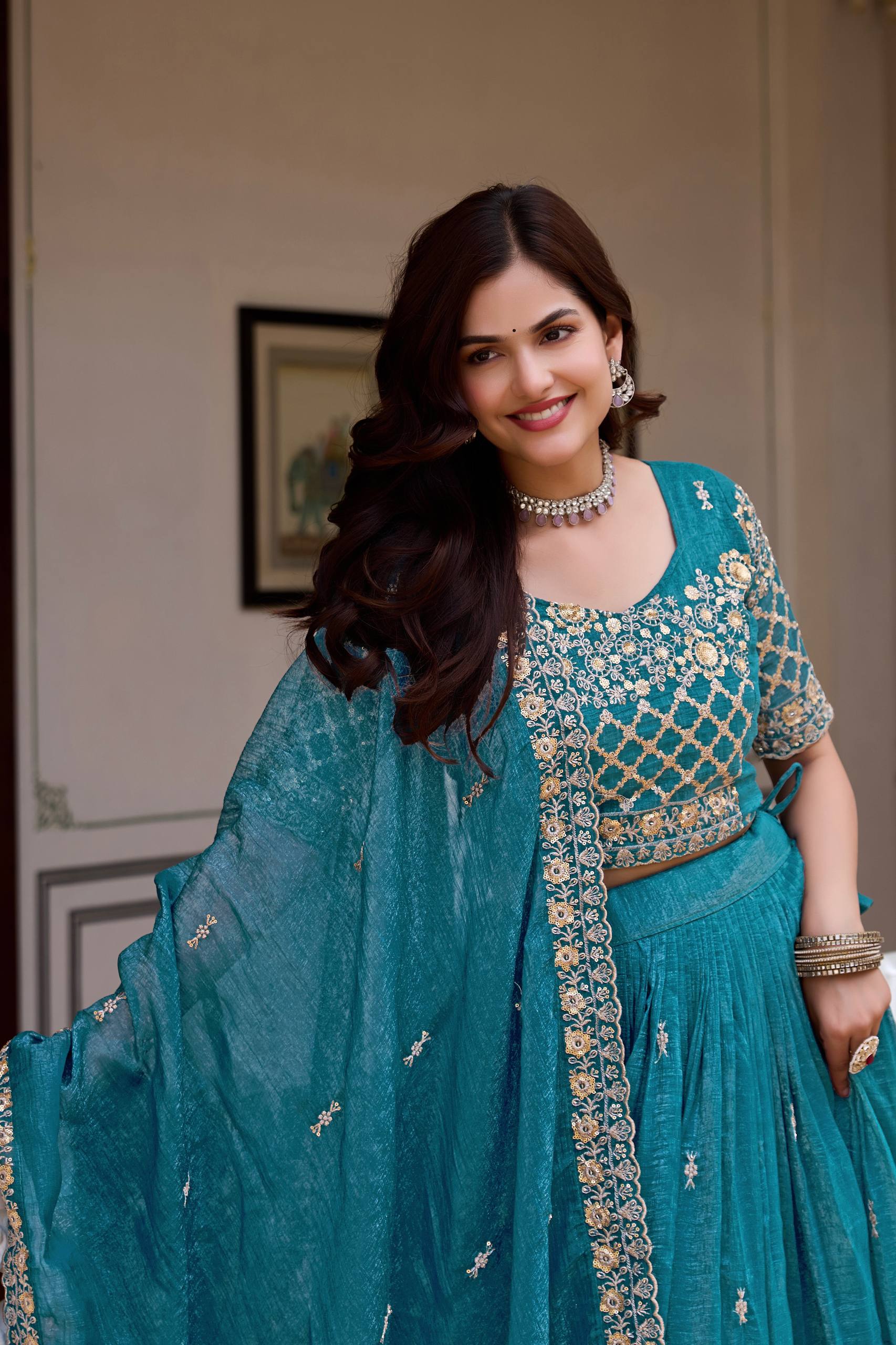 Elegant Pure Crunchy Embroidered Lehenga Choli for Festive Wear - Image 3