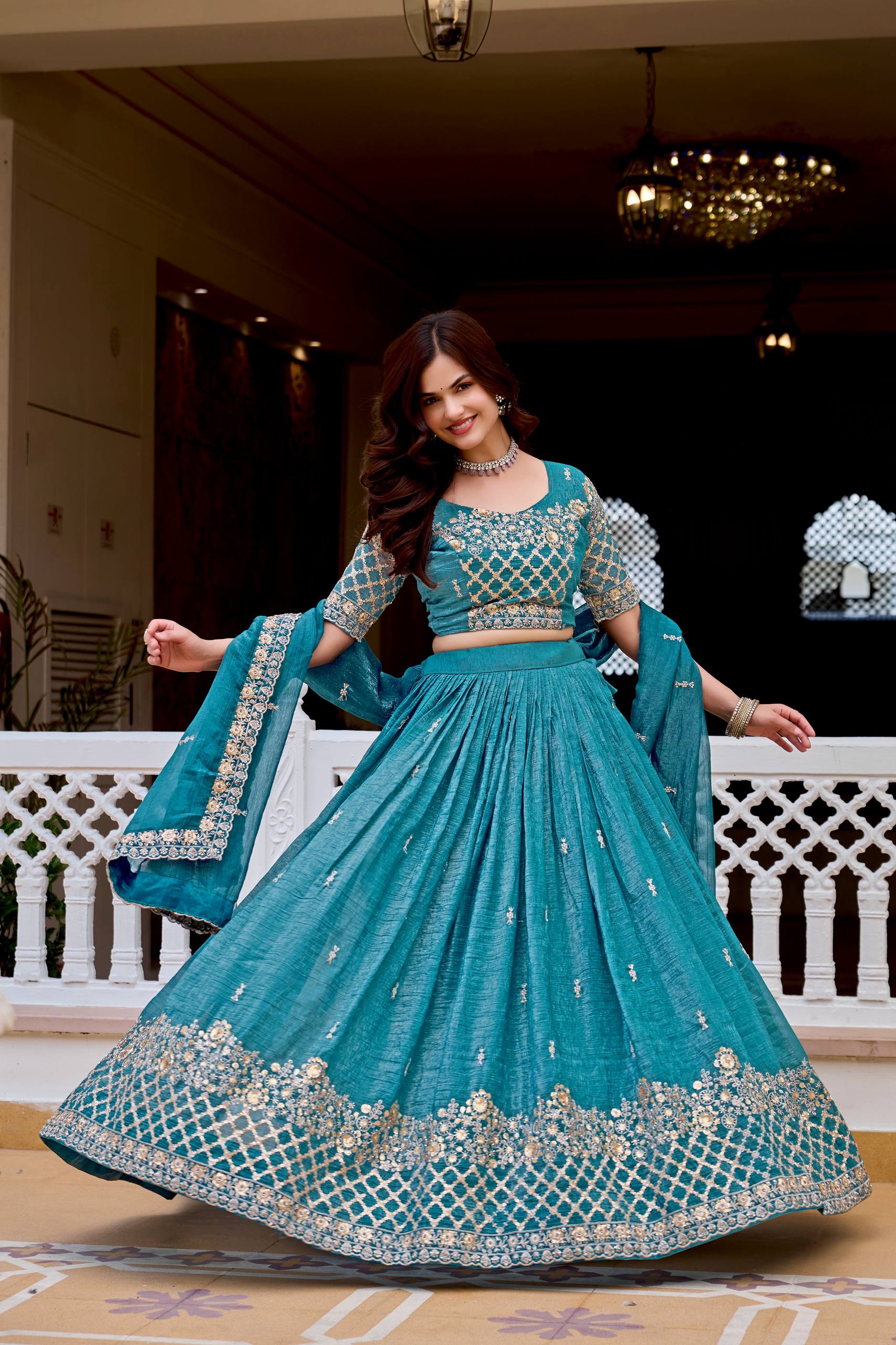 Elegant Pure Crunchy Embroidered Lehenga Choli for Festive Wear - Image 4