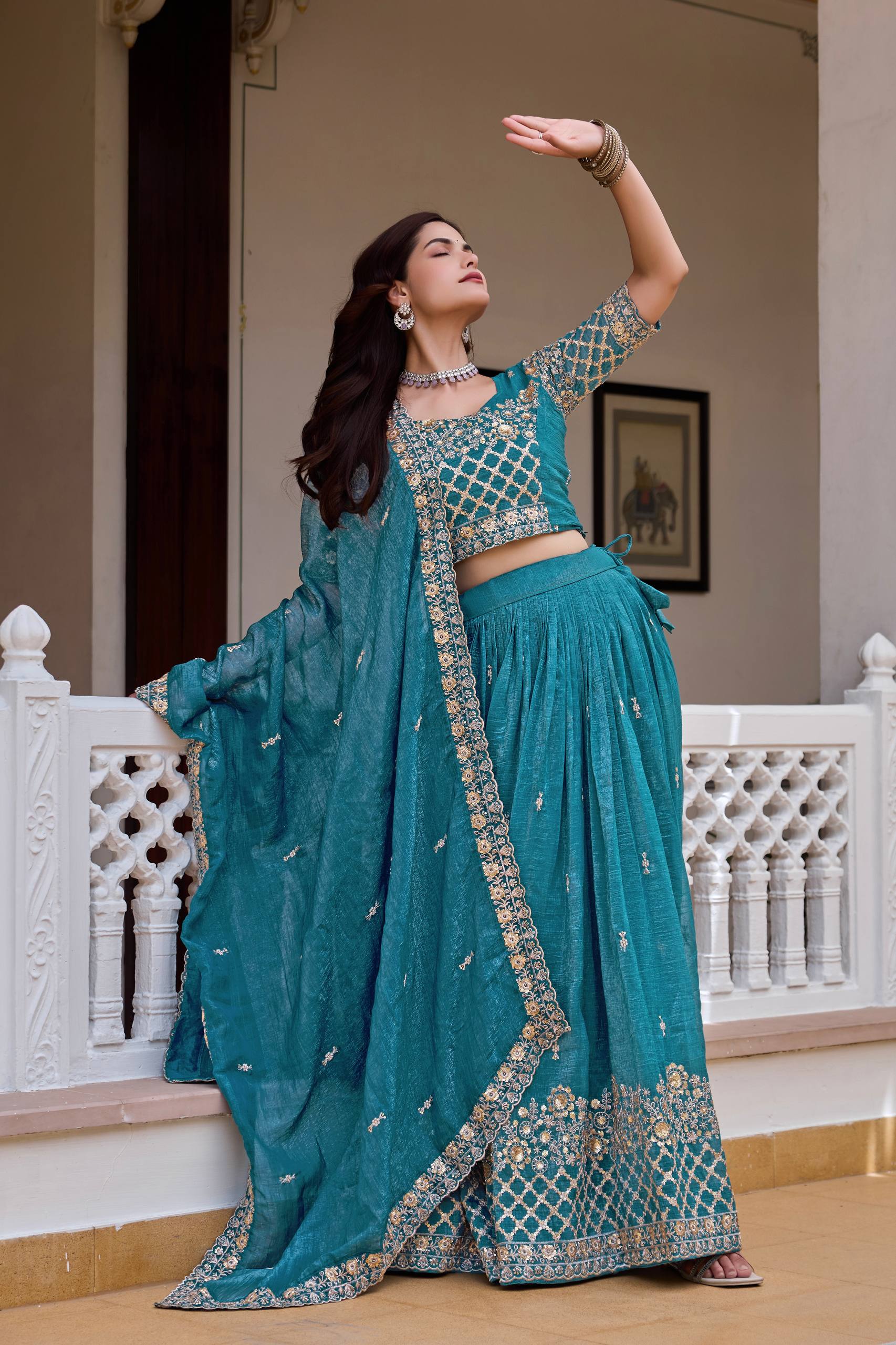 Elegant Pure Crunchy Embroidered Lehenga Choli for Festive Wear - Image 5