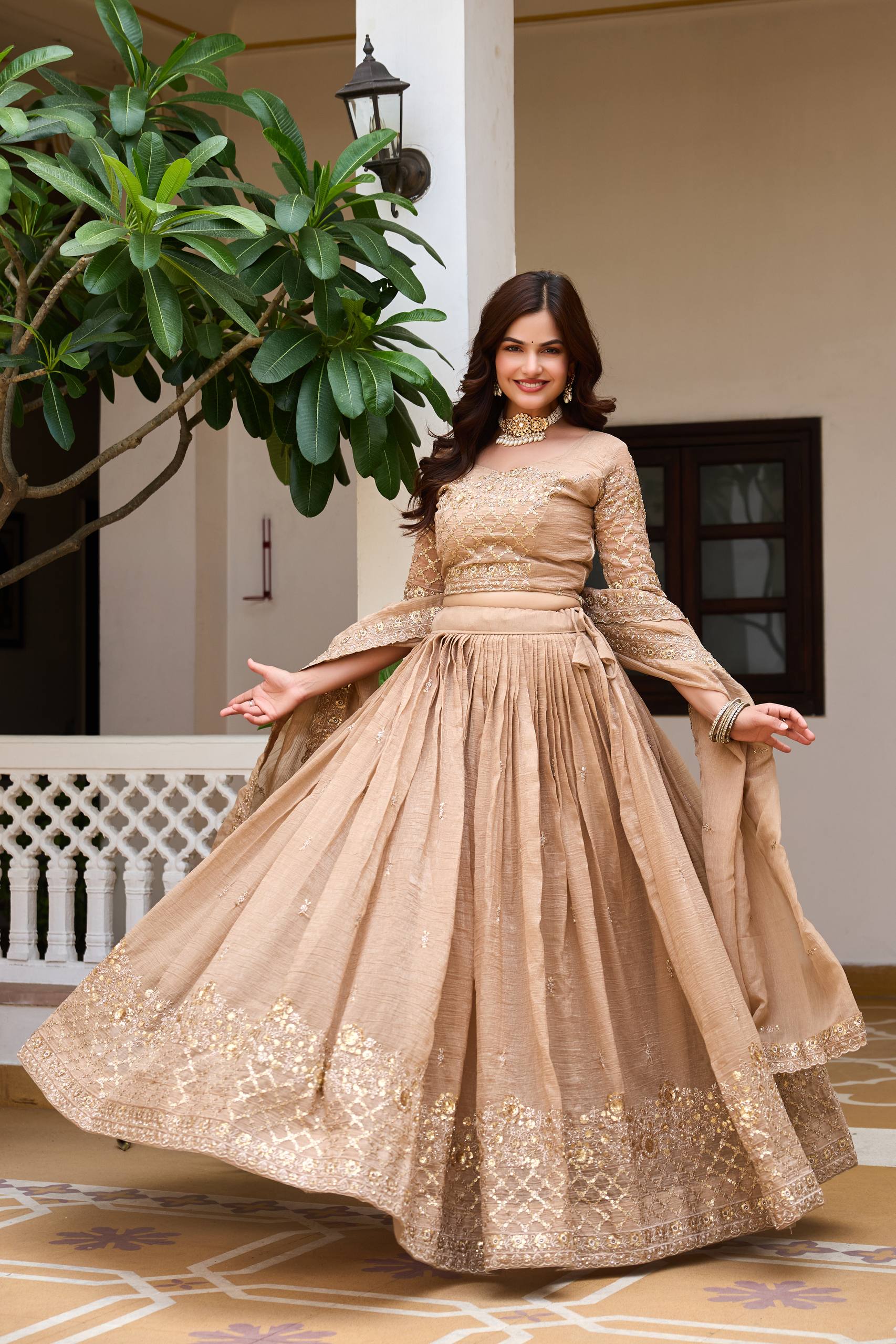Elegant Pure Crunchy Embroidered Lehenga Choli for Festive Wear - Image 7
