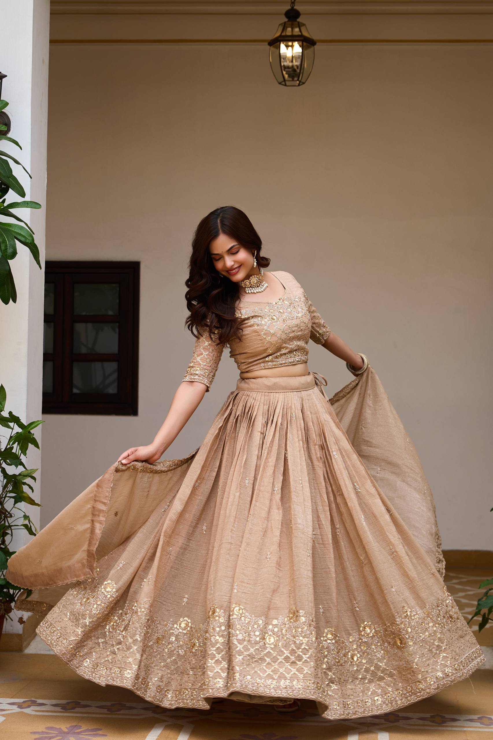 Elegant Pure Crunchy Embroidered Lehenga Choli for Festive Wear - Image 8