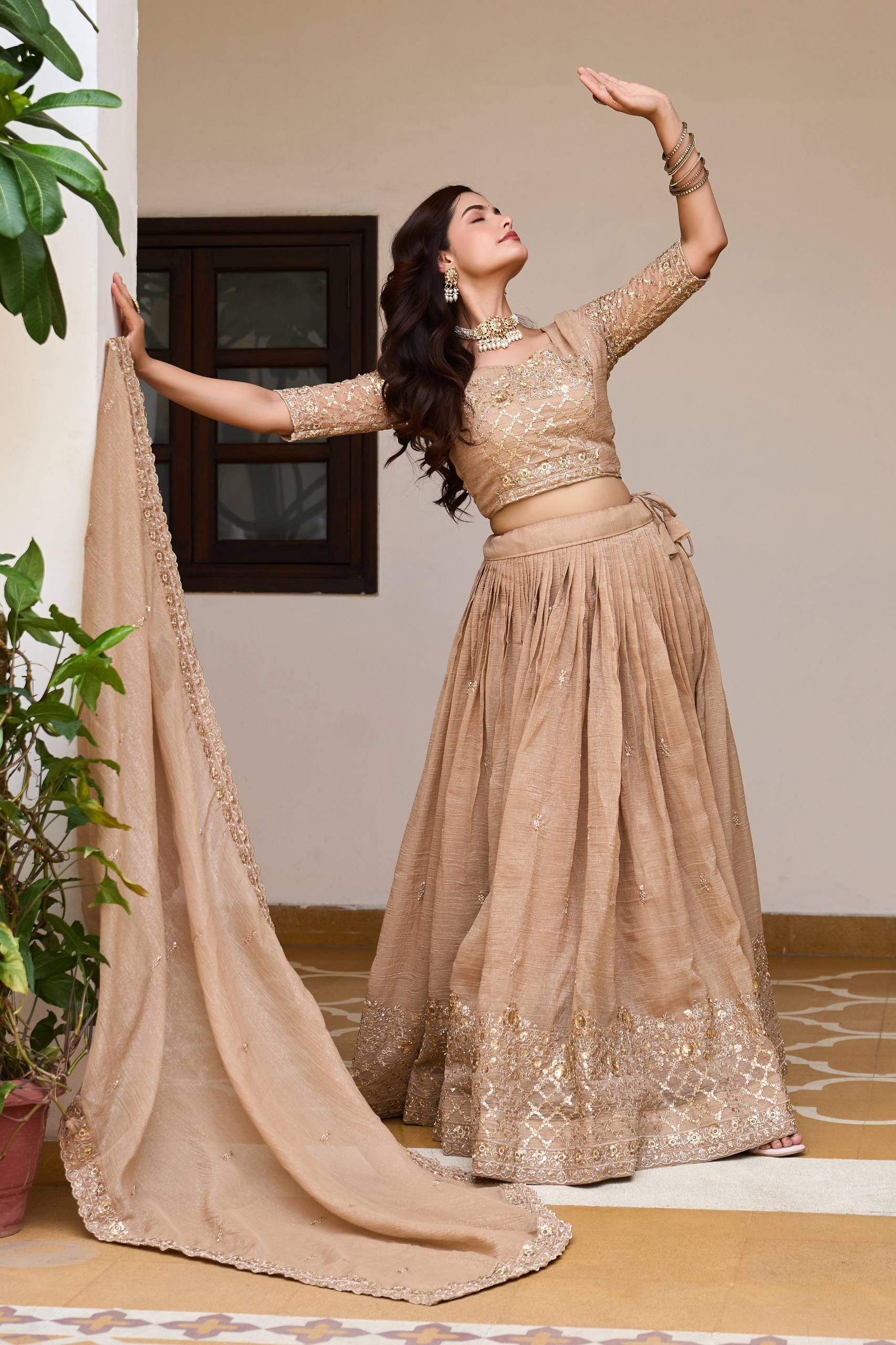 Elegant Pure Crunchy Embroidered Lehenga Choli for Festive Wear - Image 9