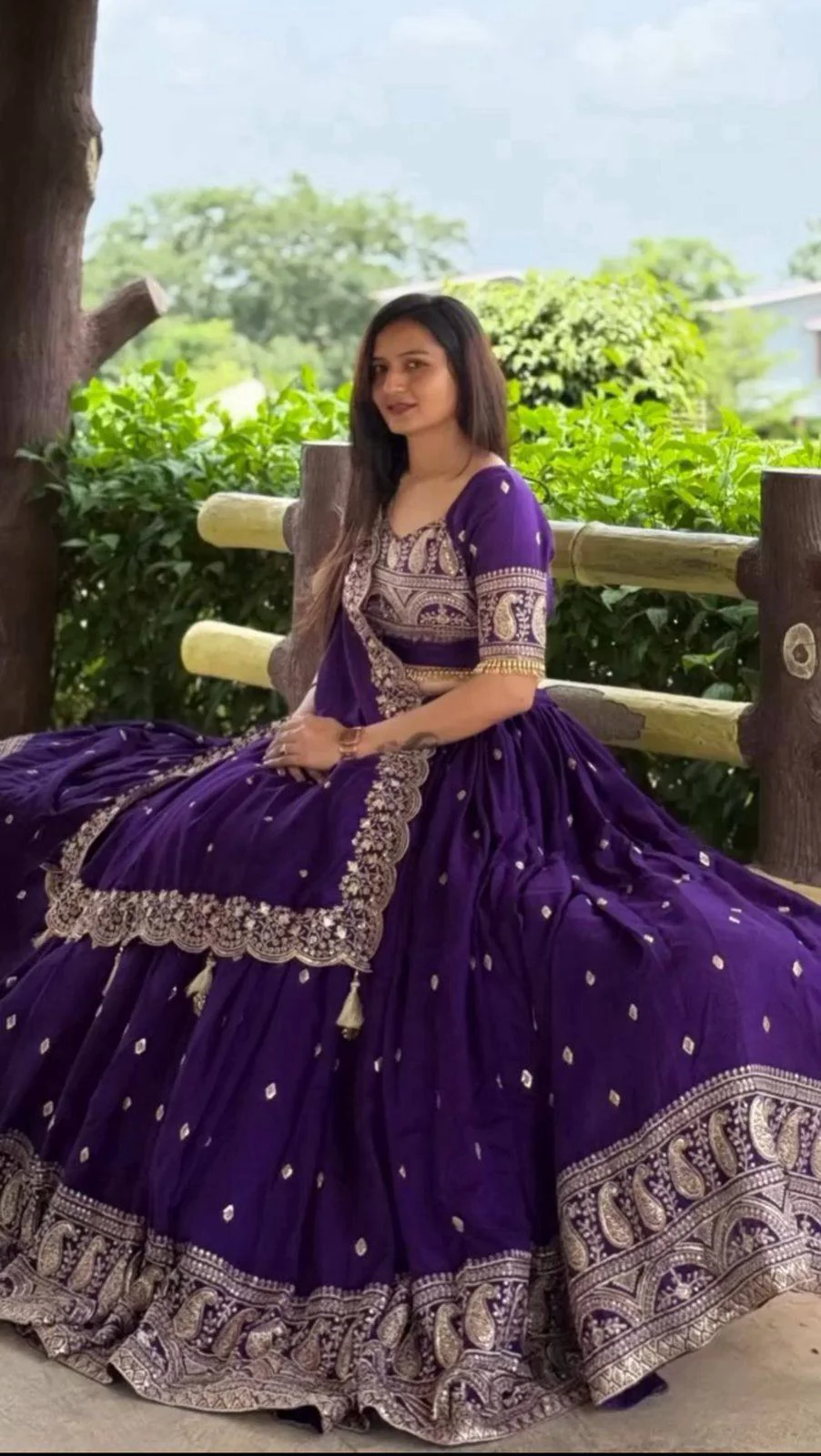 Elegant Purple Fox Georgette Lehenga with Intricate Thread Work - Image 4