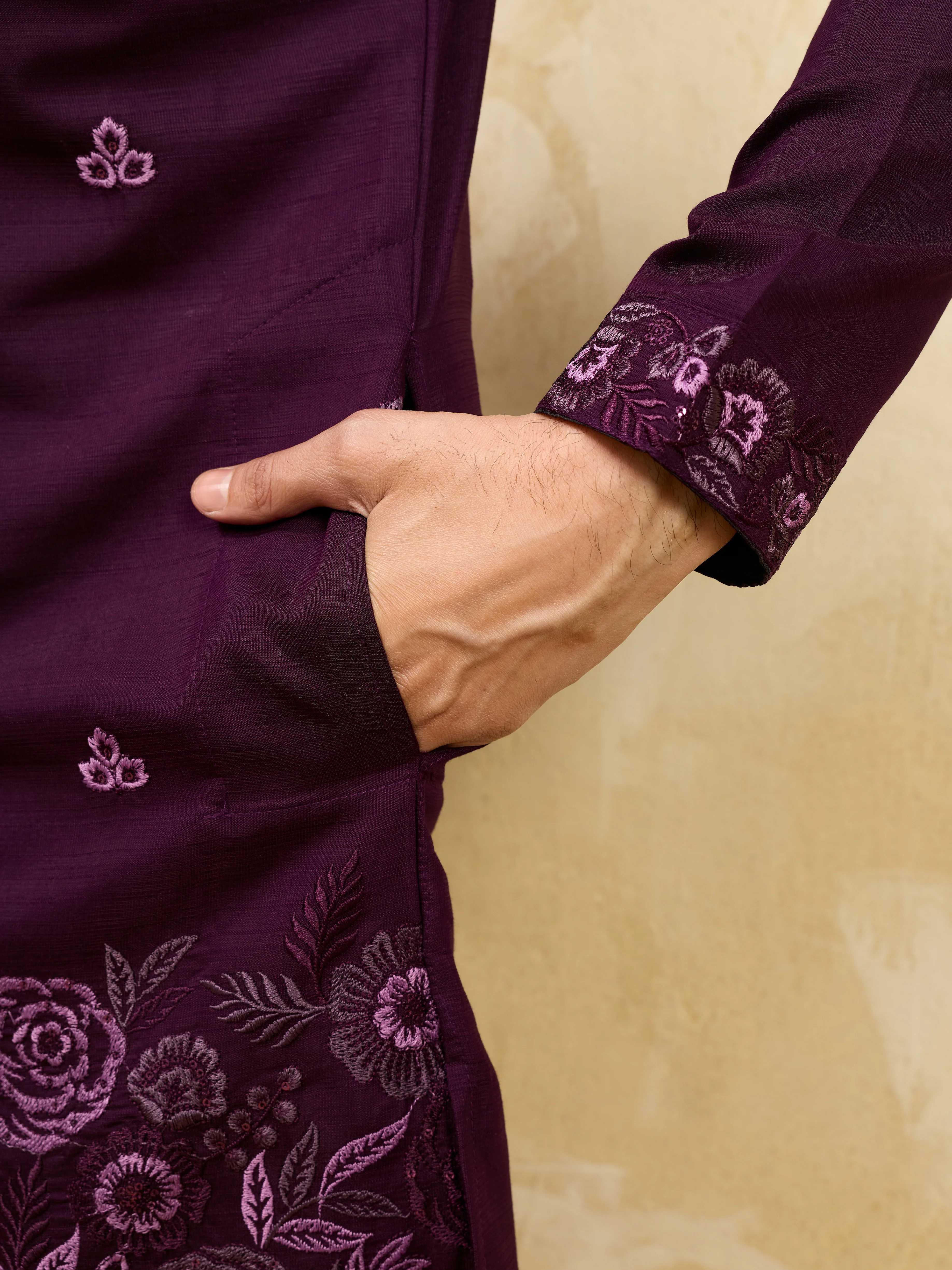 Elegant Purple Viscose Silk Embroidered Kurta Pant Dupatta Set - Image 4