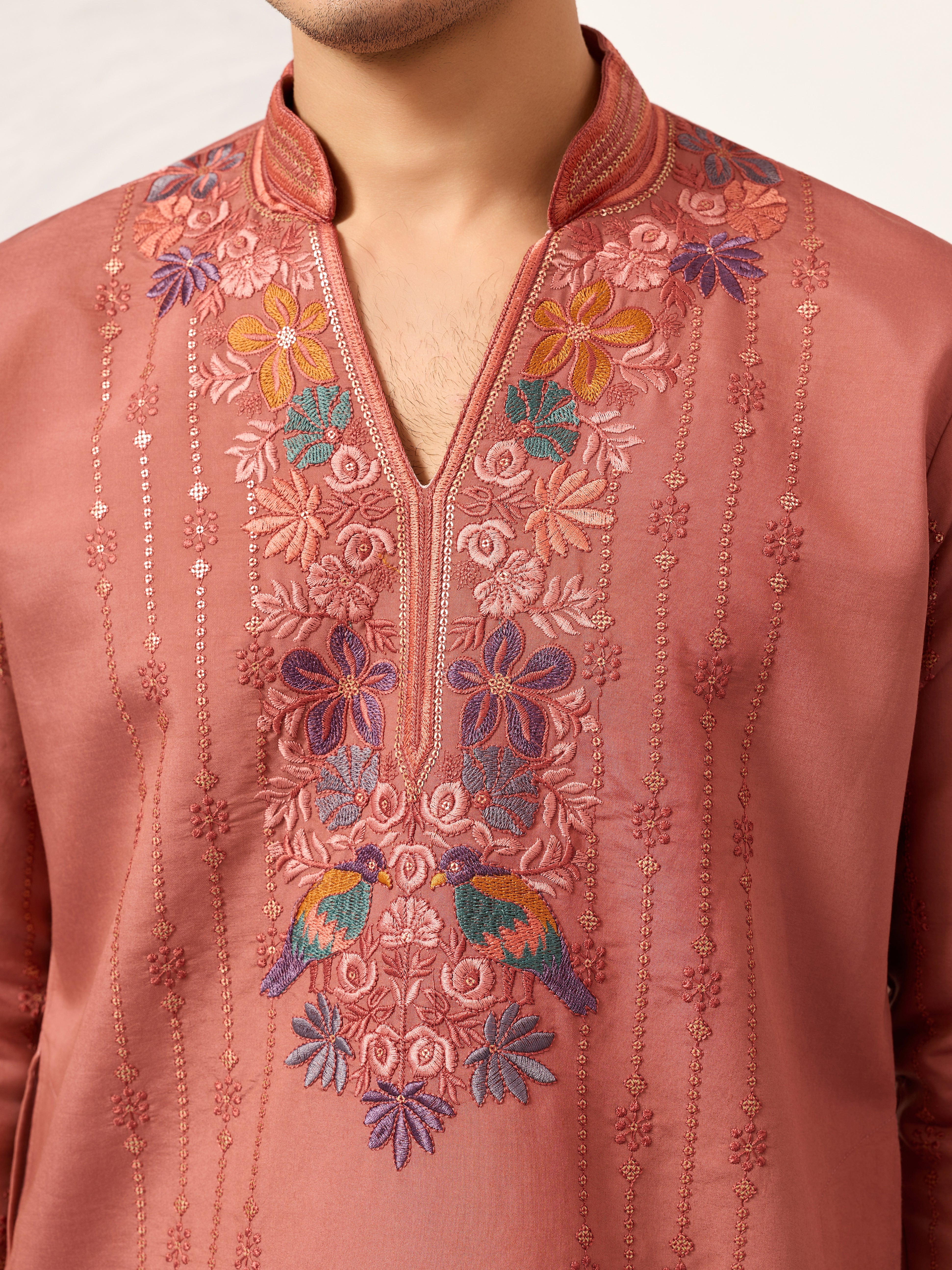 Elegant Royal V Style Orange Kurta Pant for Mens wear - Image 3