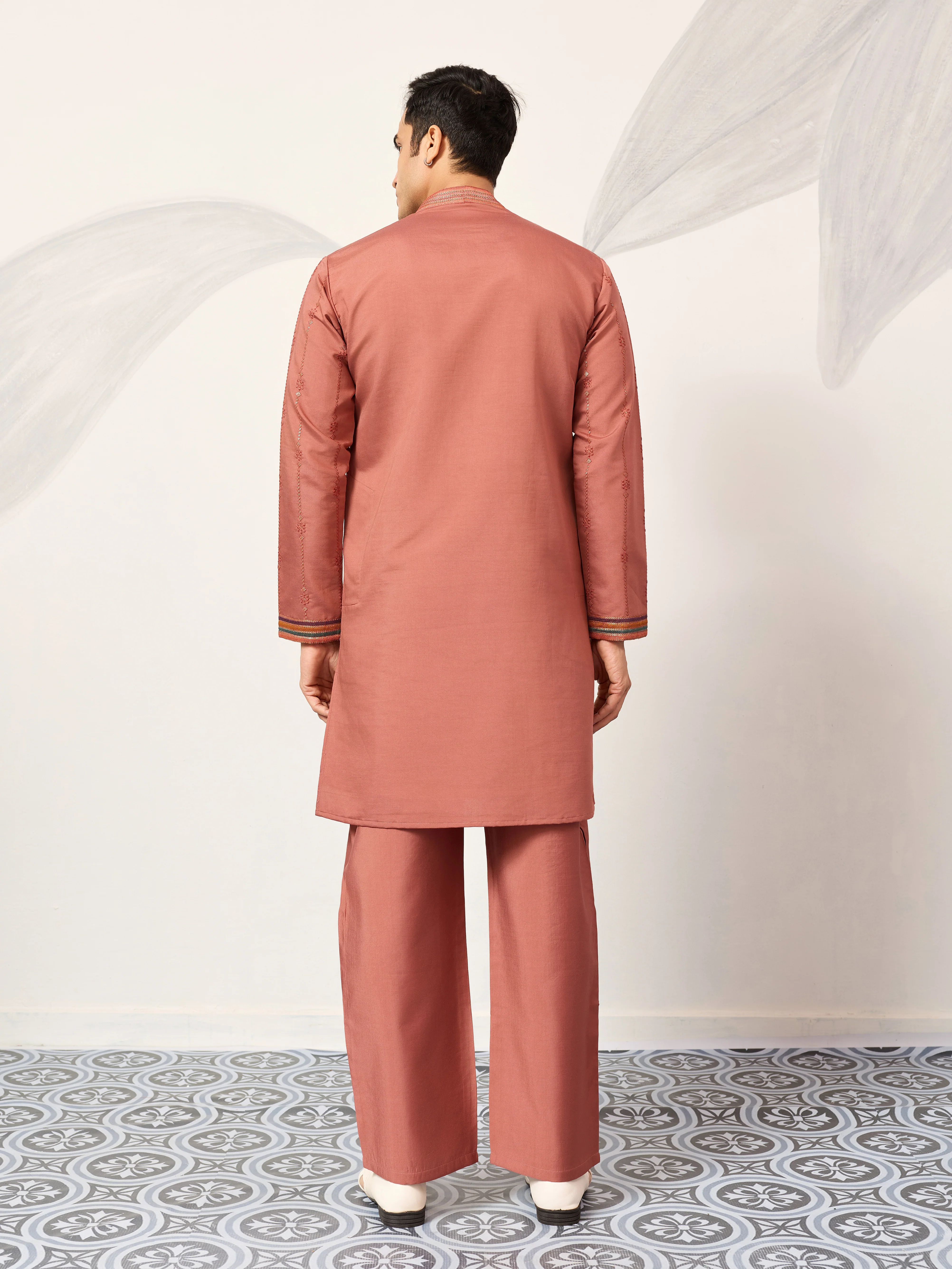 Elegant Royal V Style Orange Kurta Pant for Mens wear - Image 6