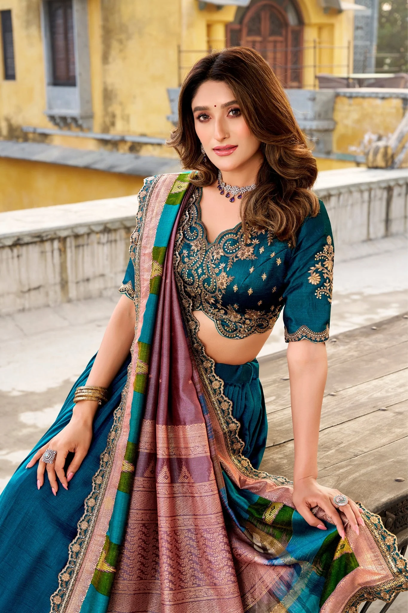 Elegant Vichitra Silk Embroidery Lehenga Choli - Image 2