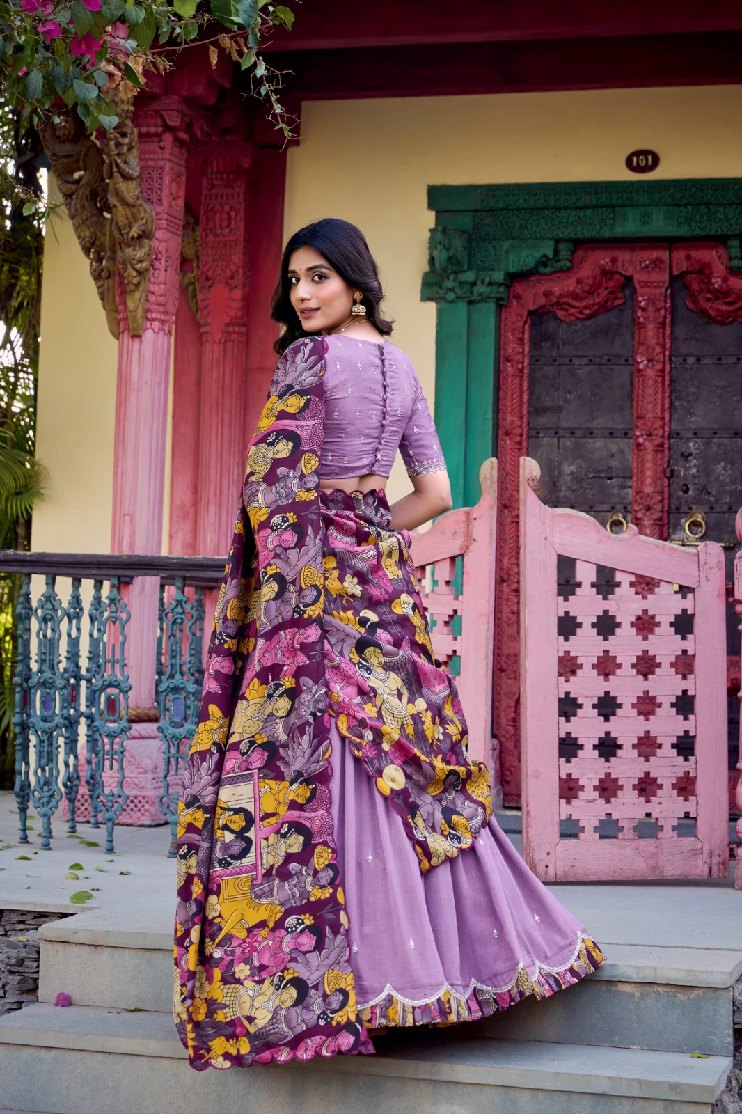 Elegant Vichitra Silk Embroidered Work Lehenga Set with Dupatta For Women - Image 7