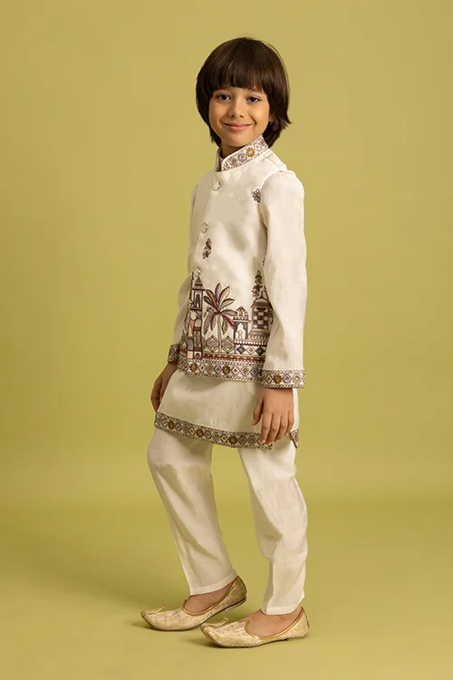 Elegant White Koti Kurta Set for Boys 6 to 12 Year - Image 5