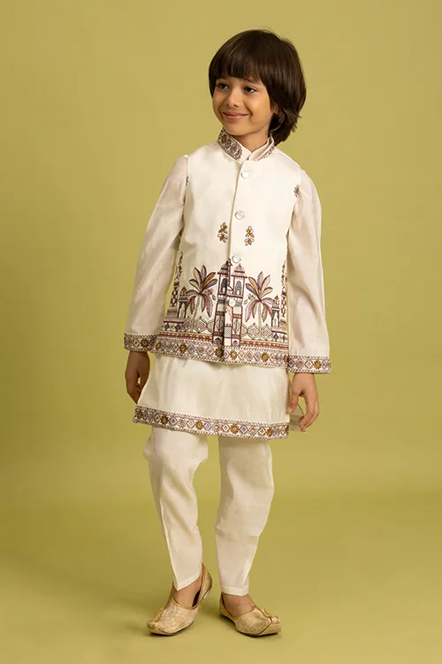 Elegant White Koti Kurta Set for Boys 6 to 12 Year - Image 6