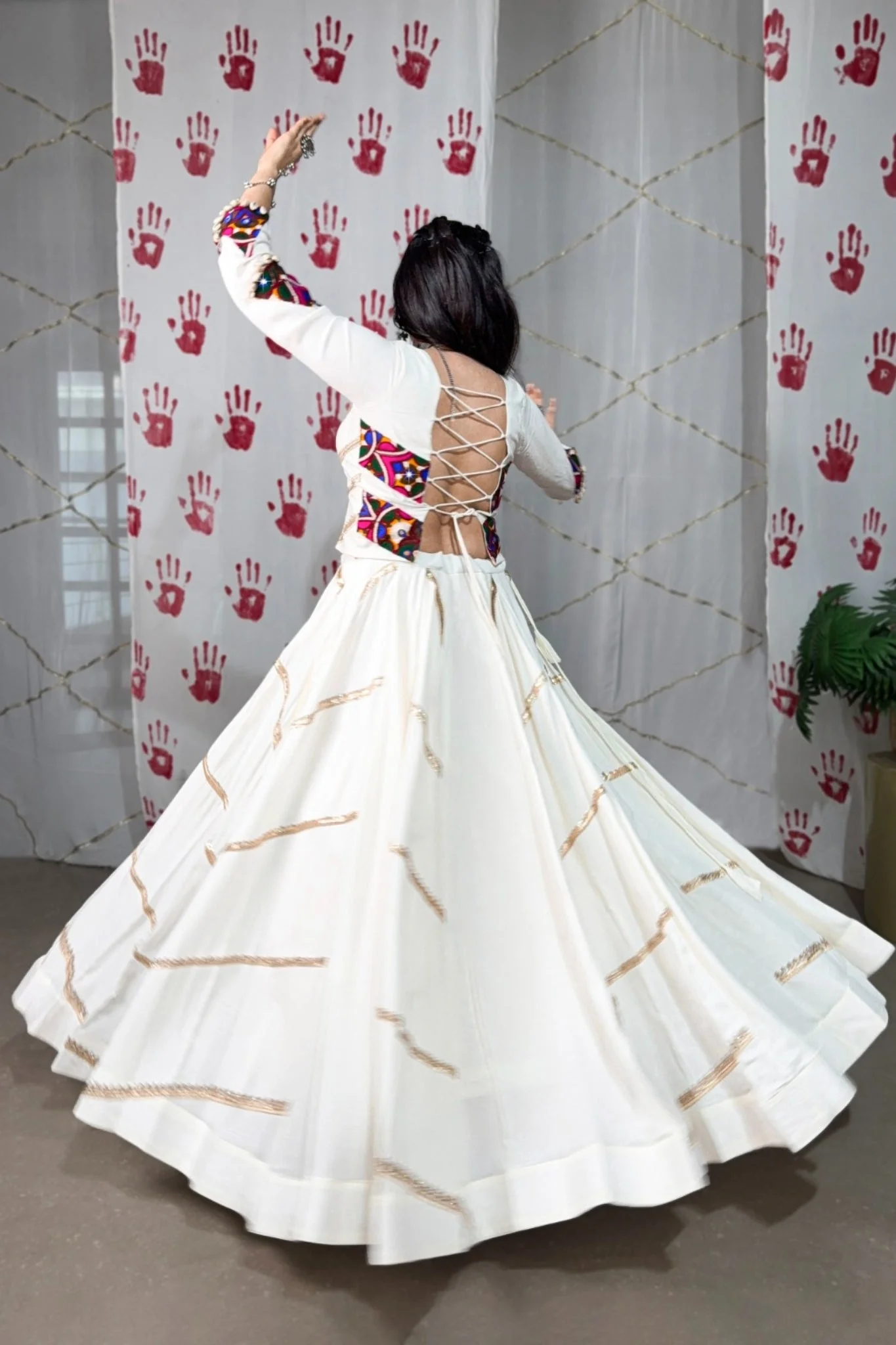 Elevate Navratri Style Original Mirror Gamthi Work With Sequins Lace Touch Up Lehenga Choli - Image 11
