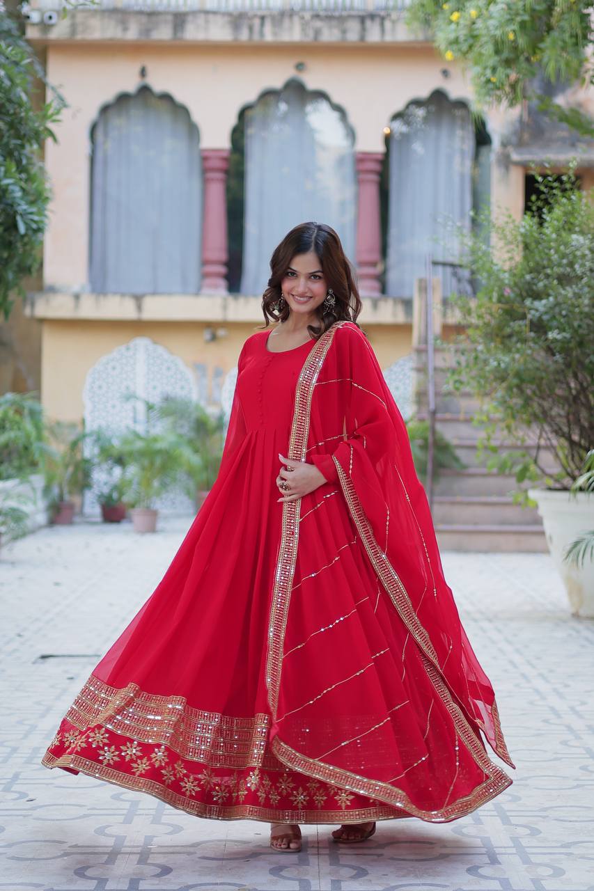 Faux Blooming Gown with Dupatta With Luxury Attractive Embroidered work - Image 10