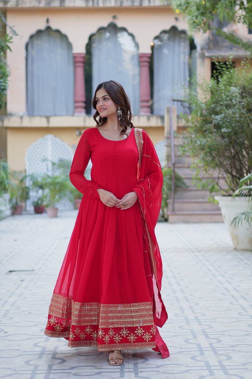 Faux Blooming Gown with Dupatta With Luxury Attractive Embroidered work - Image 11