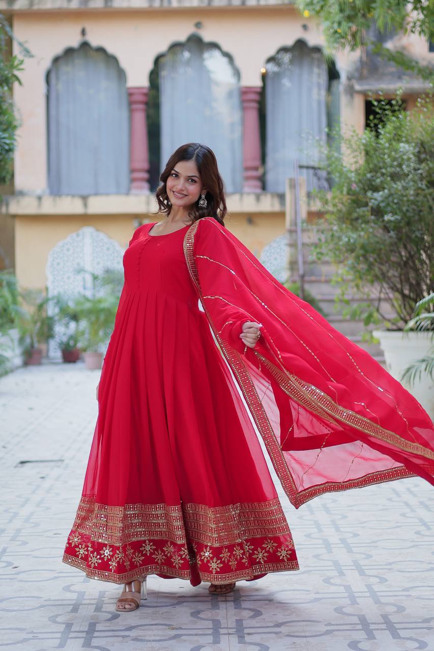 Faux Blooming Gown with Dupatta With Luxury Attractive Embroidered work - Image 12