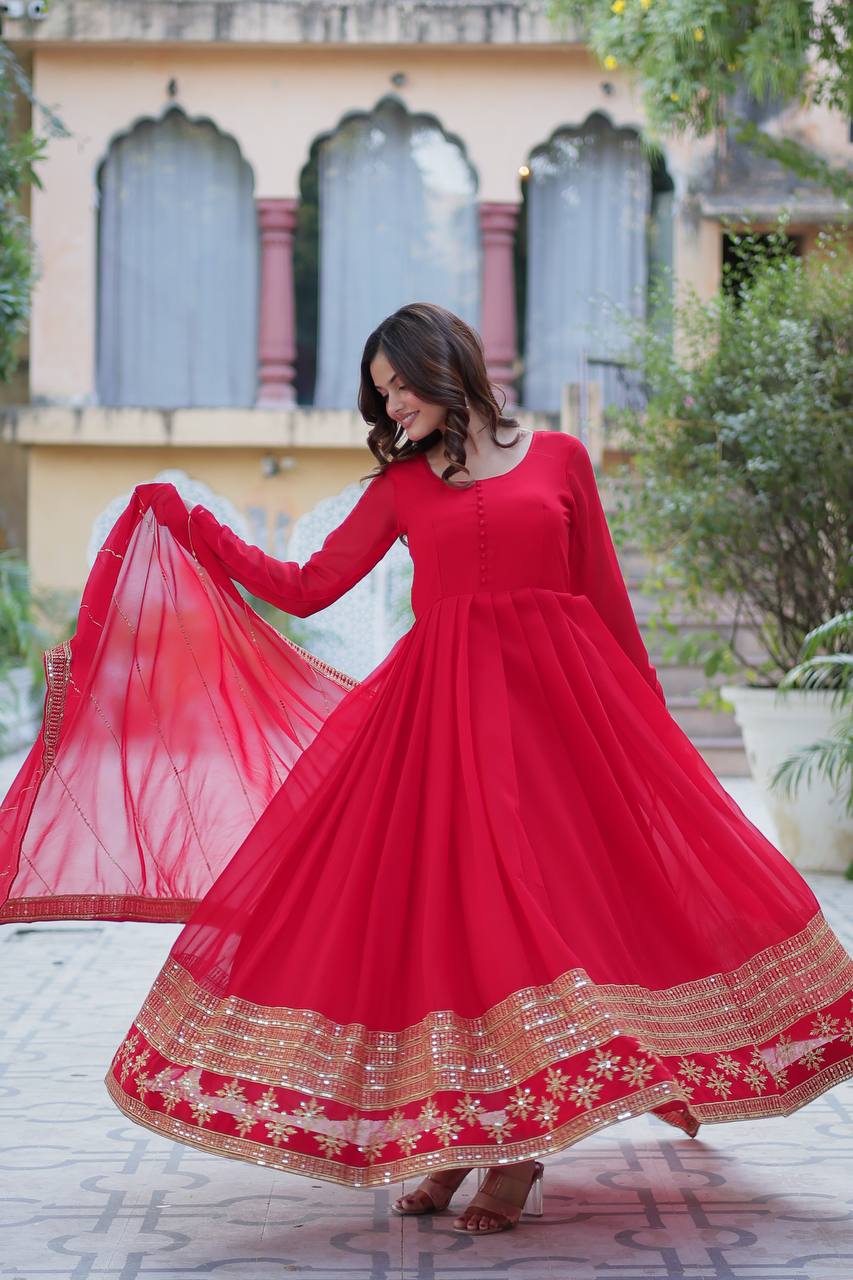 Faux Blooming Gown with Dupatta With Luxury Attractive Embroidered work - Image 14