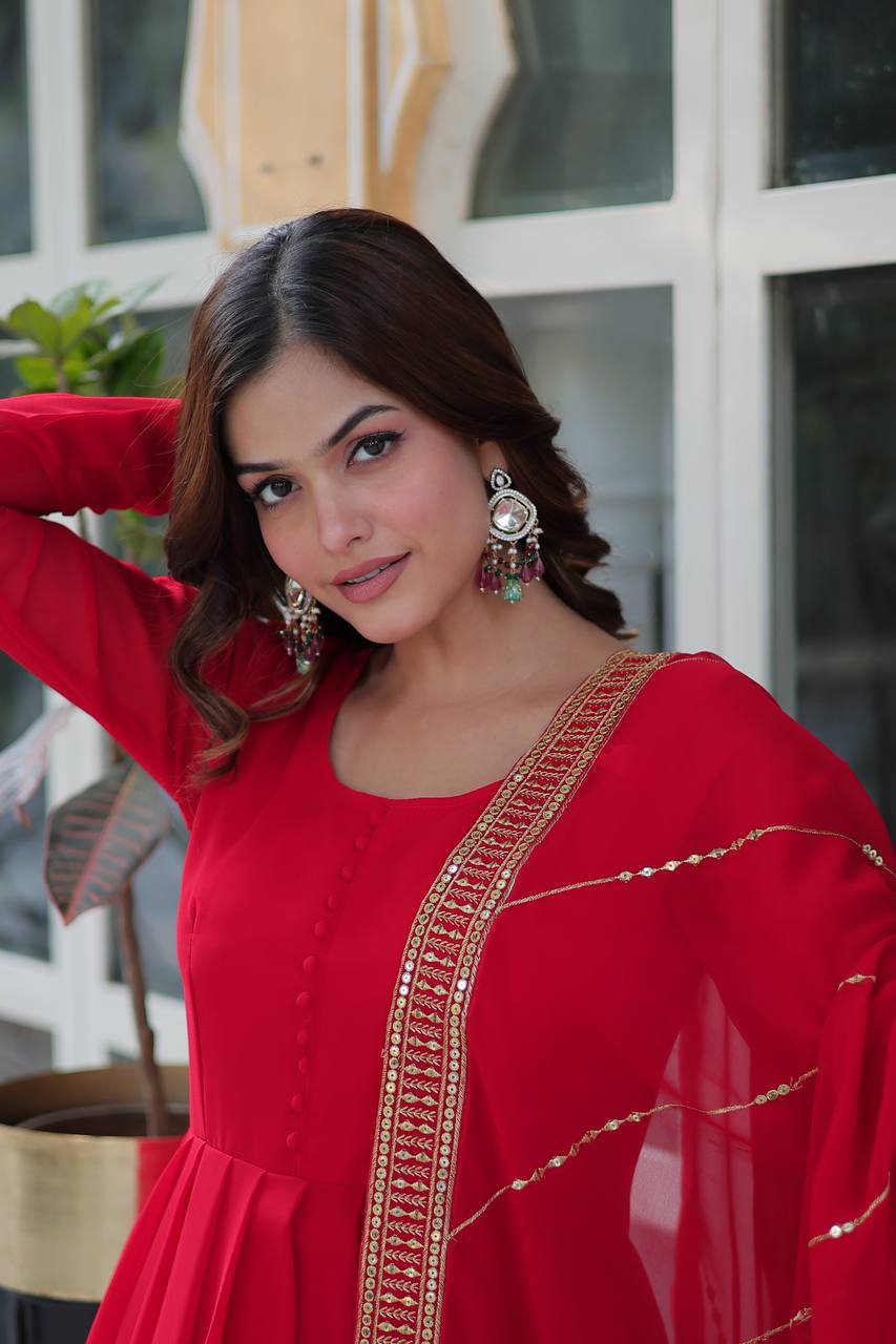 Faux Blooming Gown with Dupatta With Luxury Attractive Embroidered work - Image 15