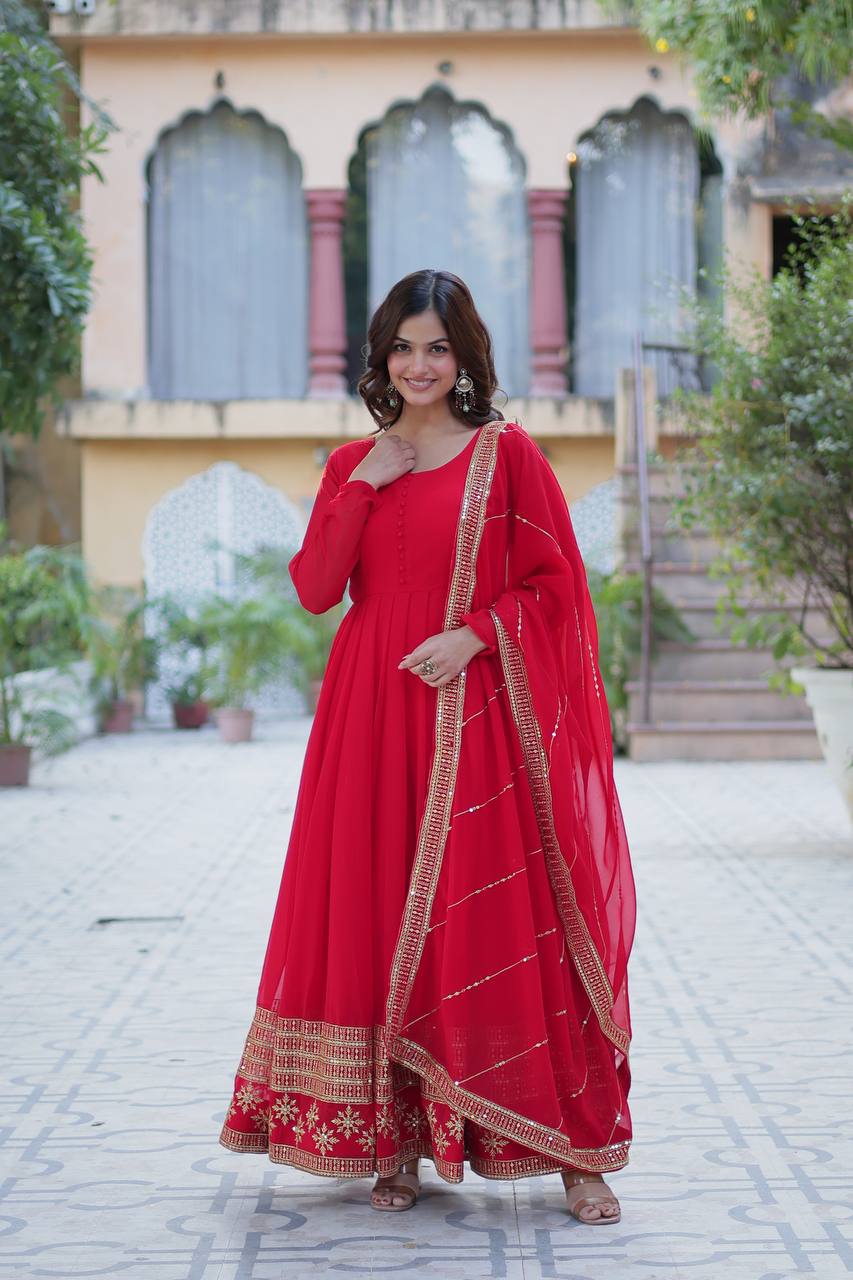 Faux Blooming Gown with Dupatta With Luxury Attractive Embroidered work - Image 16