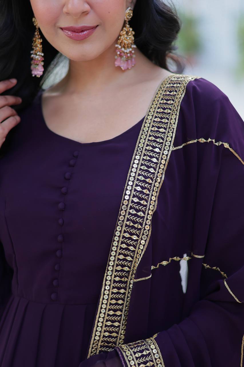 Faux Blooming Gown with Dupatta With Luxury Attractive Embroidered work - Image 4