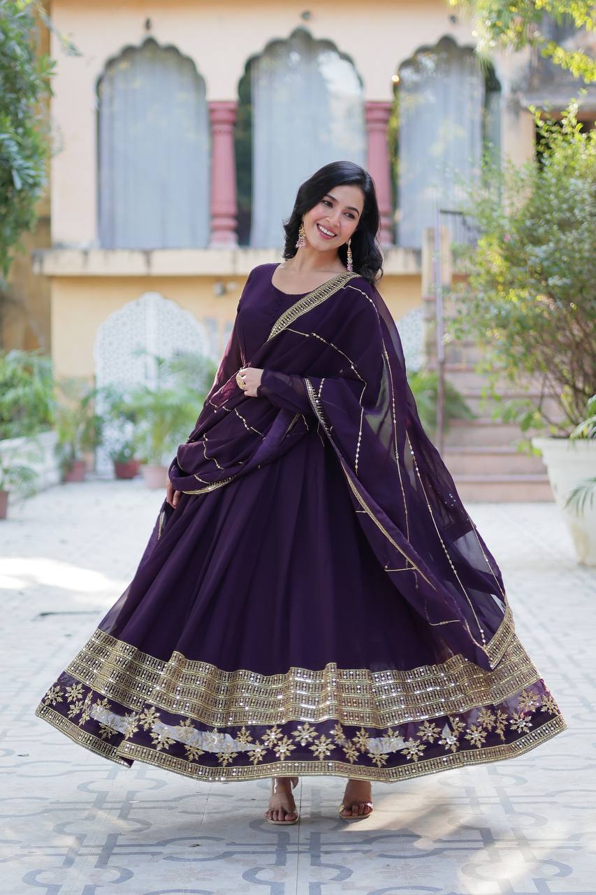 Faux Blooming Gown with Dupatta With Luxury Attractive Embroidered work - Image 5