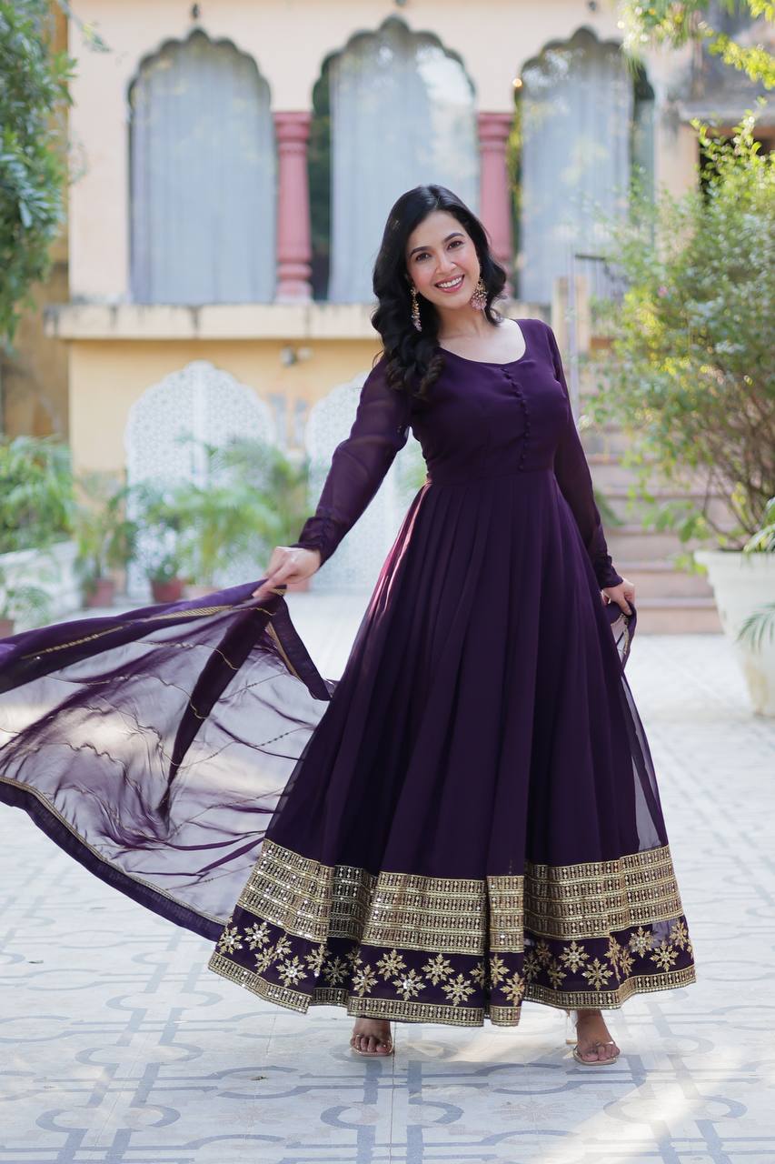 Faux Blooming Gown with Dupatta With Luxury Attractive Embroidered work - Image 6