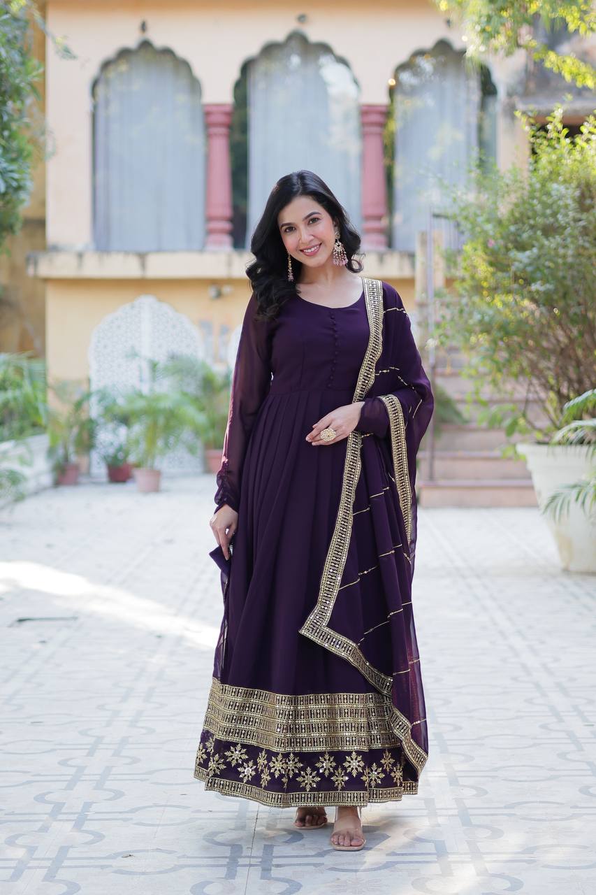 Faux Blooming Gown with Dupatta With Luxury Attractive Embroidered work - Image 7