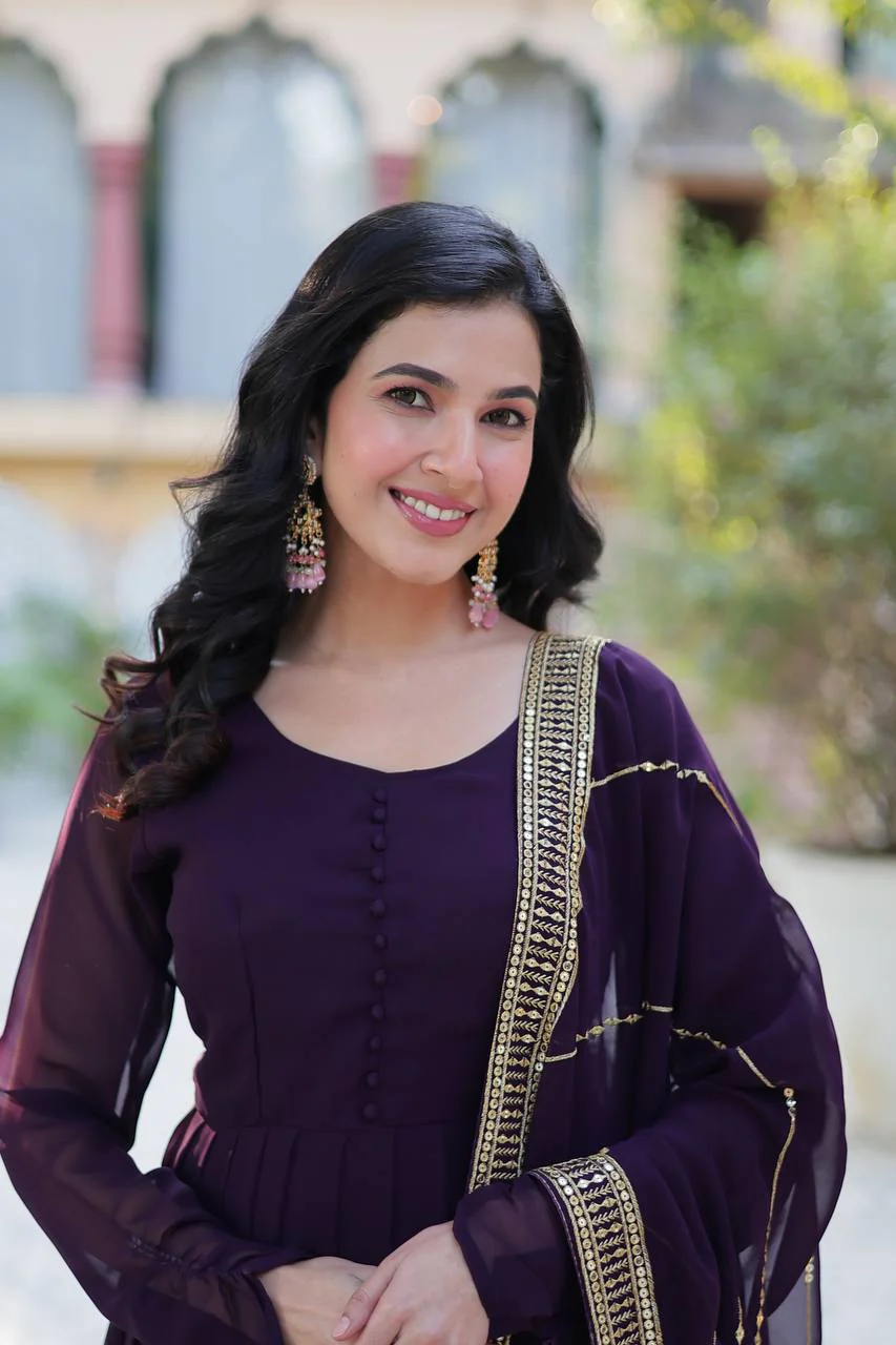 Faux Blooming Gown with Dupatta With Luxury Attractive Embroidered work - Image 8