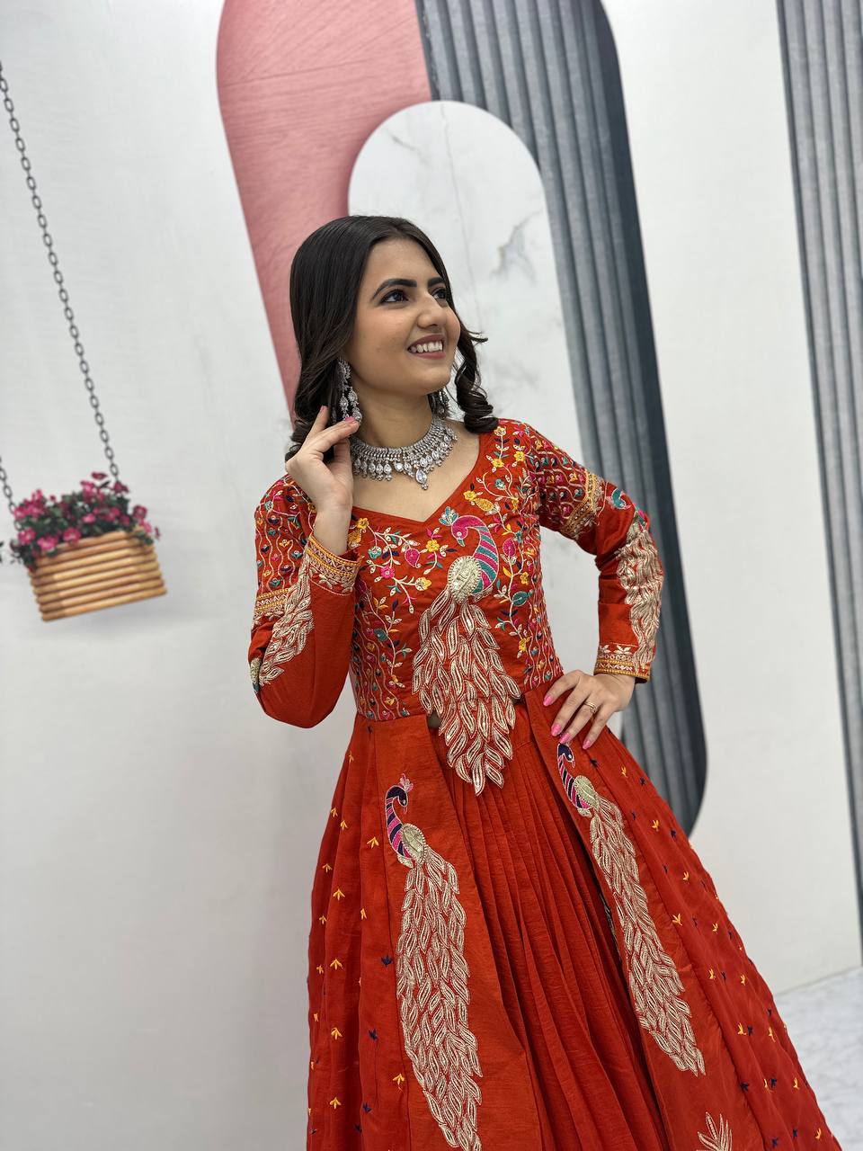 Festival Special Vichitra Silk Crop Top with Shrug & Lehenga - Image 29