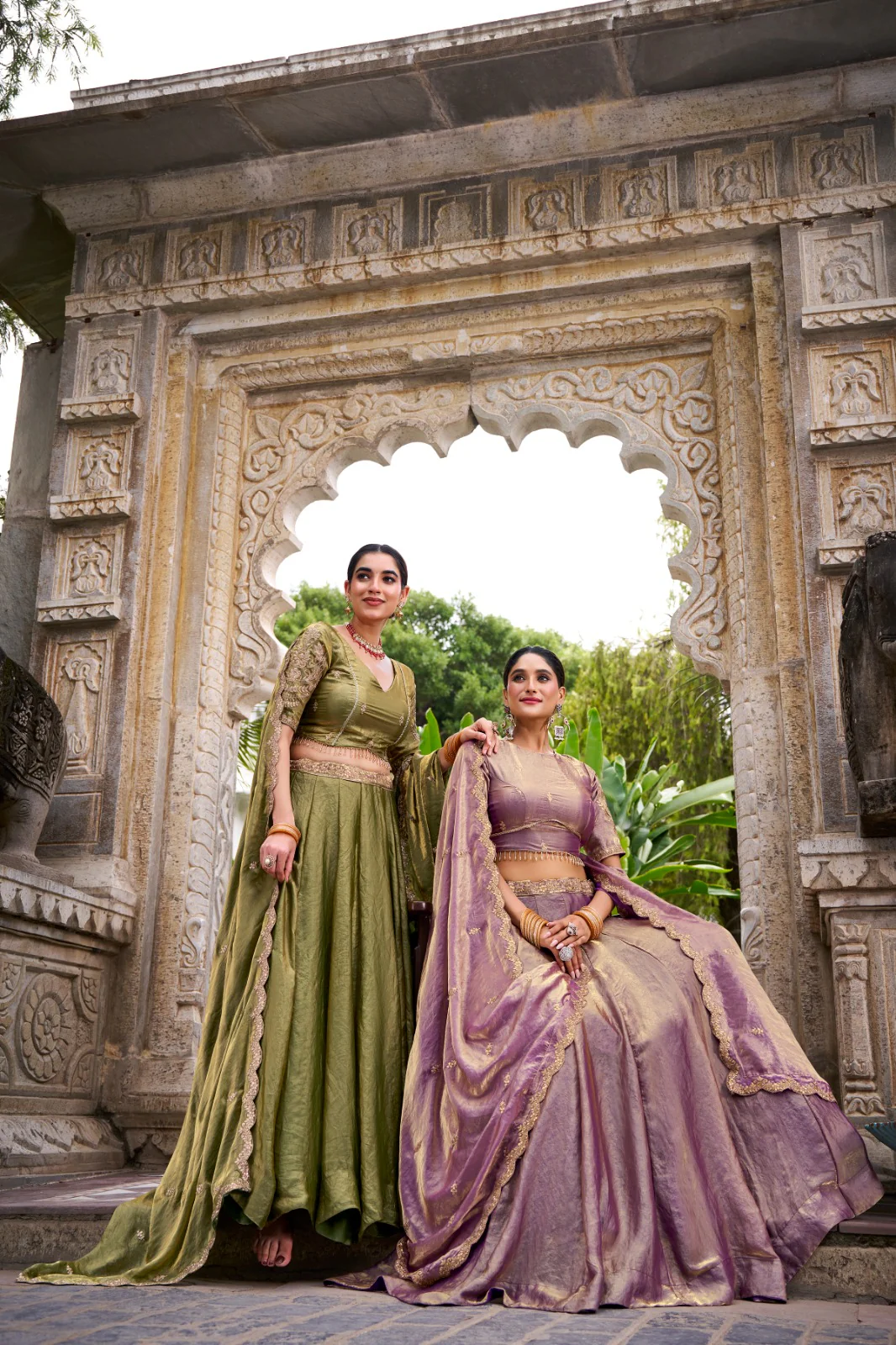 Festive Fendi Sequins and Thread Embroidery Work Lehenga Choli with Dupatta - Image 12