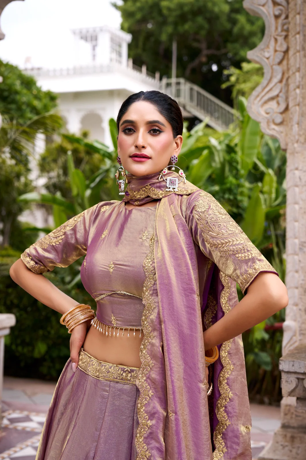 Festive Fendi Sequins and Thread Embroidery Work Lehenga Choli with Dupatta - Image 2