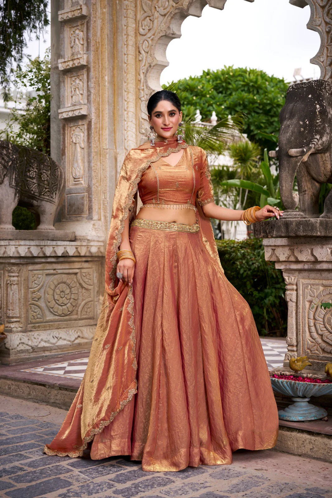 Festive Fendi Sequins and Thread Embroidery Work Lehenga Choli with Dupatta - Image 9