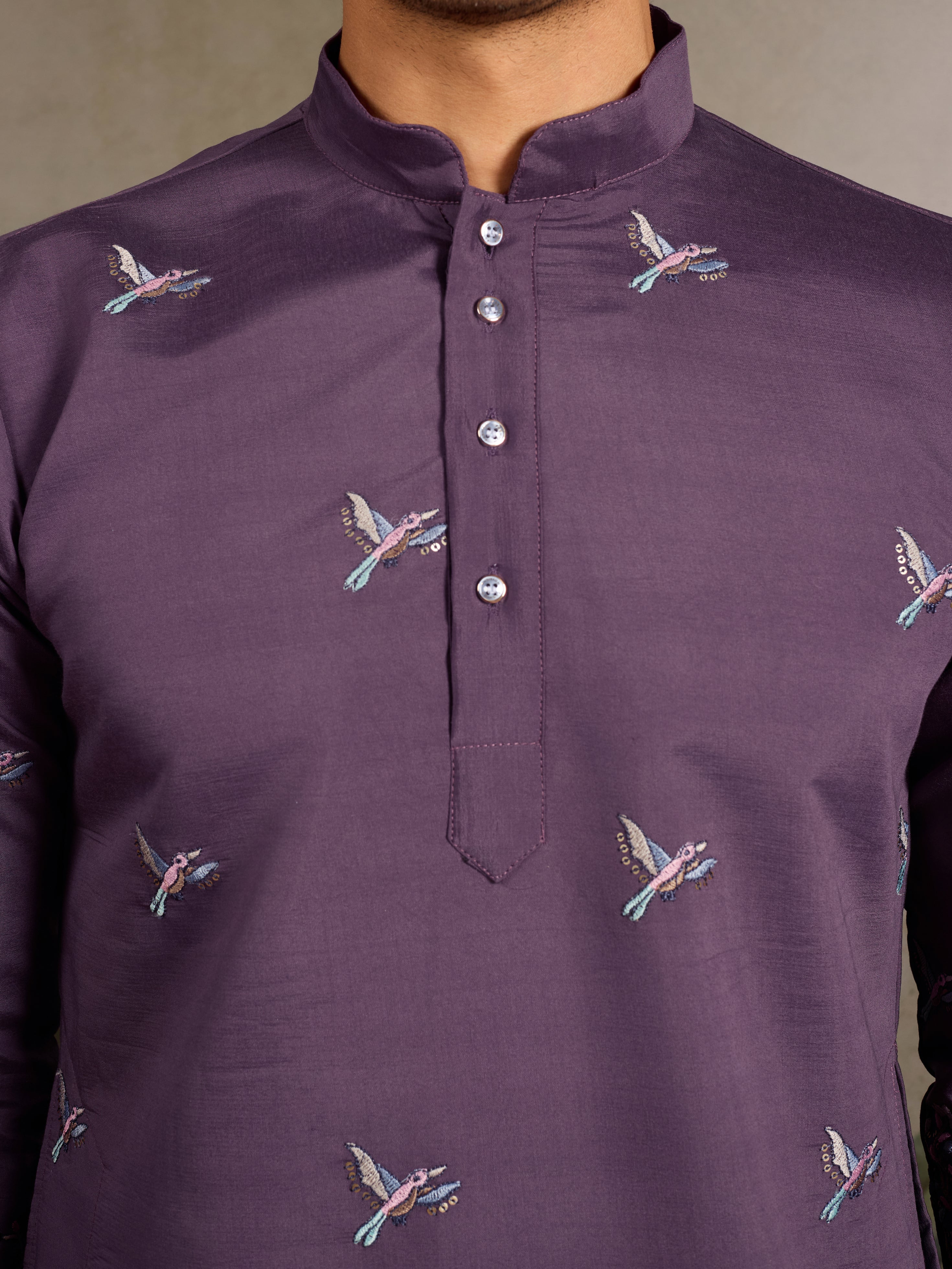 Festive Look Dusty Purple Color Traditional Kurta for Mens - Image 5