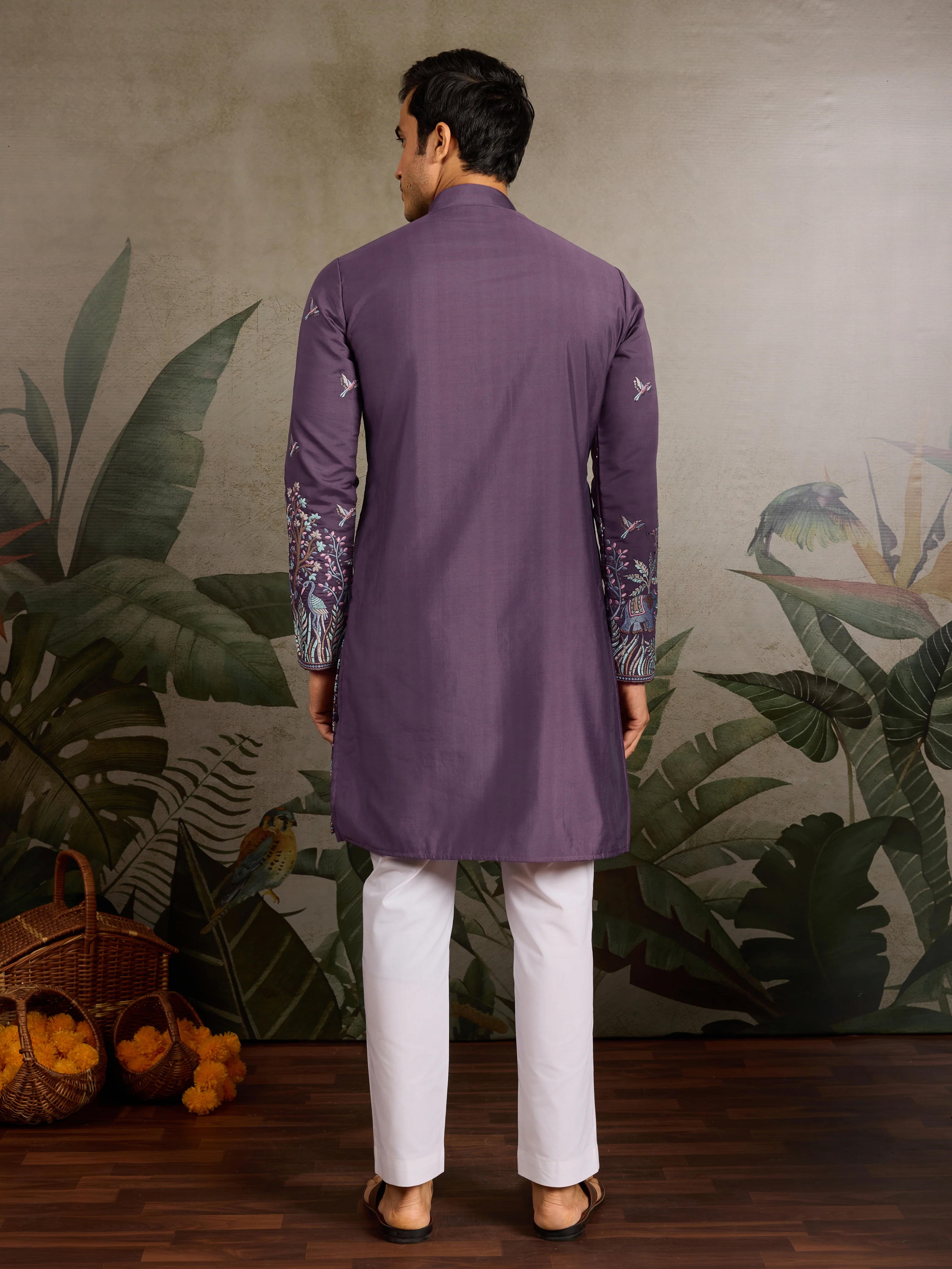 Festive Look Dusty Purple Color Traditional Kurta for Mens - Image 7