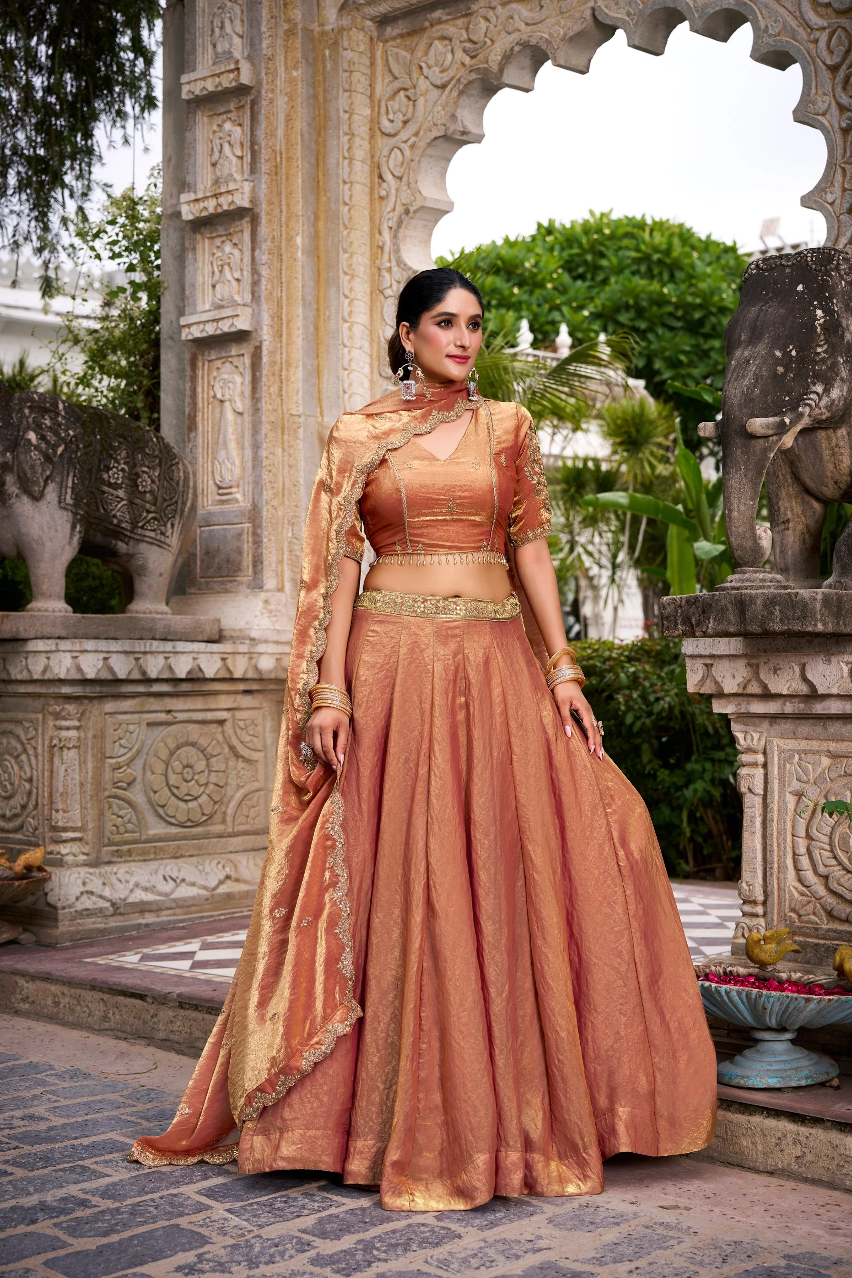 Festive Wear Fendi Thread Embroidered Lehenga Set for Women - Image 12