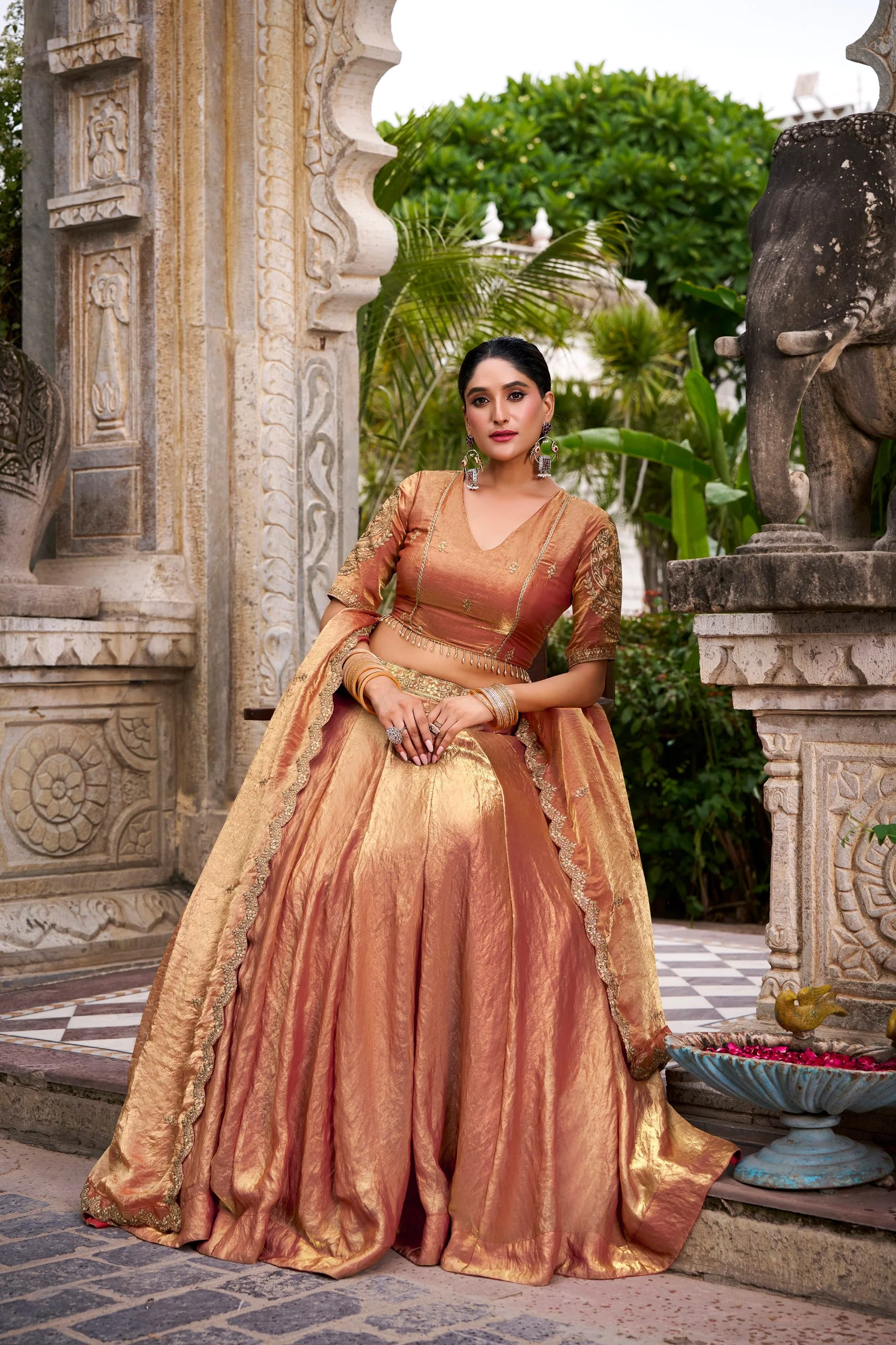 Festive Wear Fendi Thread Embroidered Lehenga Set for Women - Image 13