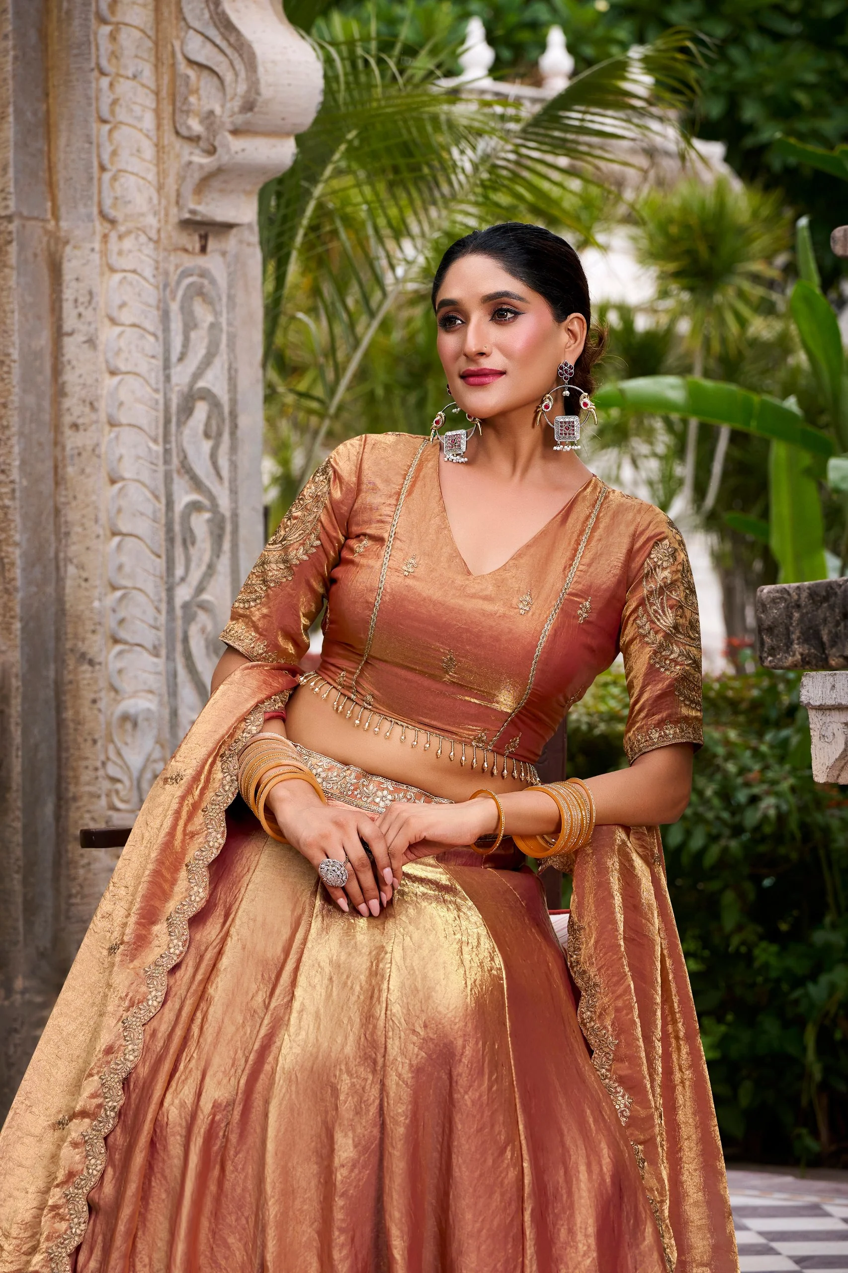 Festive Wear Fendi Thread Embroidered Lehenga Set for Women - Image 14