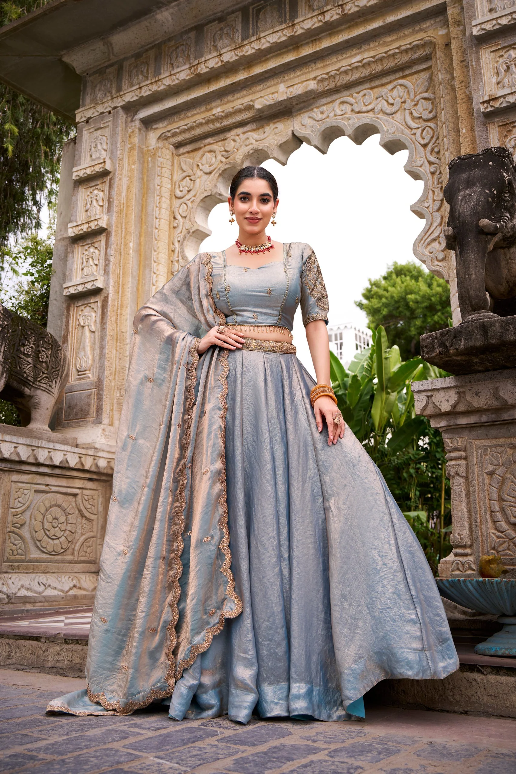 Festive Wear Fendi Thread Embroidered Lehenga Set for Women - Image 15