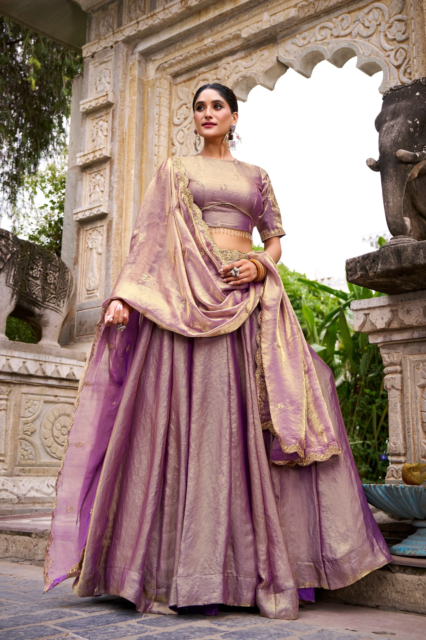 Festive Wear Fendi Thread Embroidered Lehenga Set for Women - Image 21
