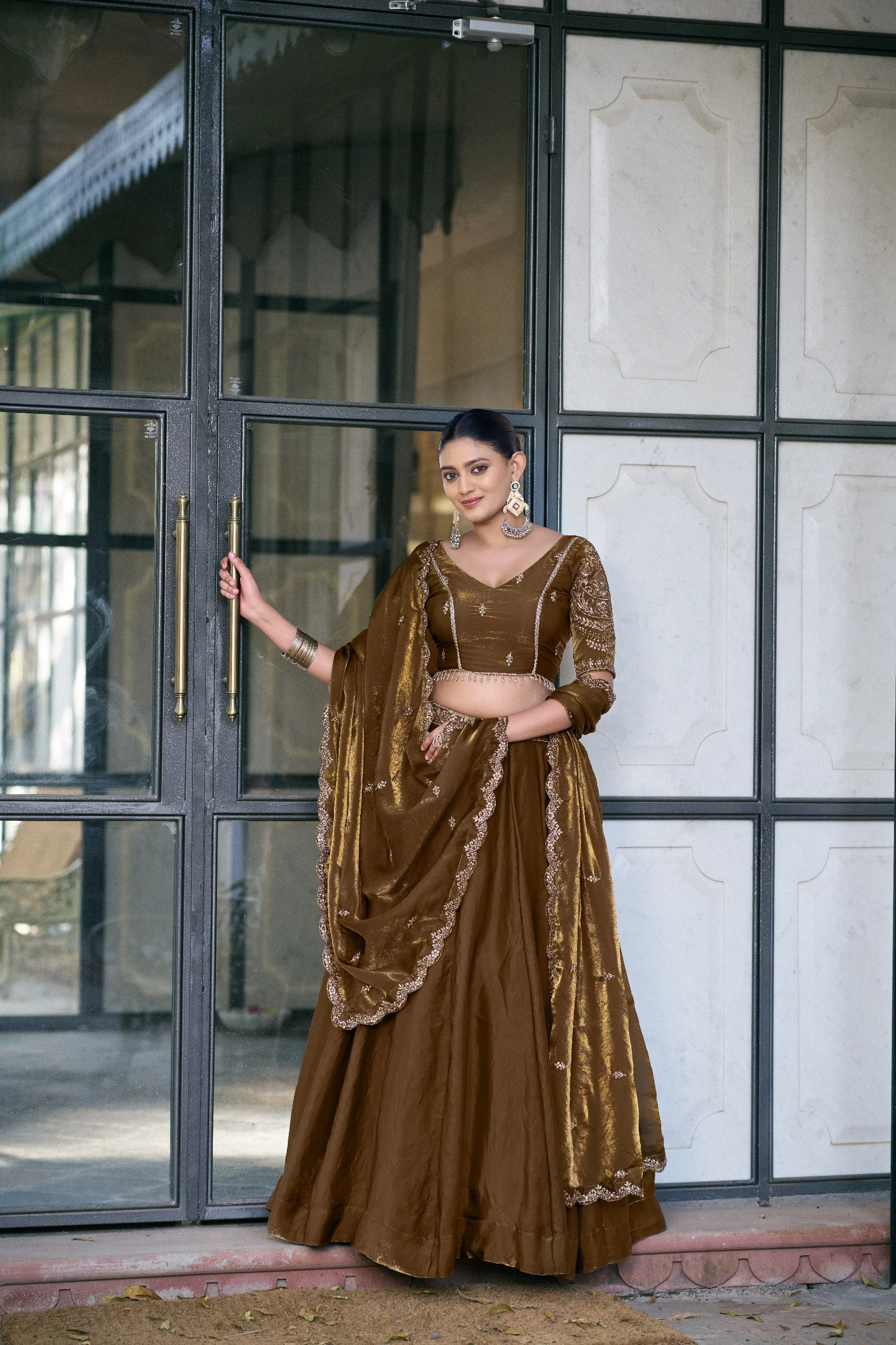 Festive Wear Fendi Thread Embroidered Lehenga Set for Women - Image 6
